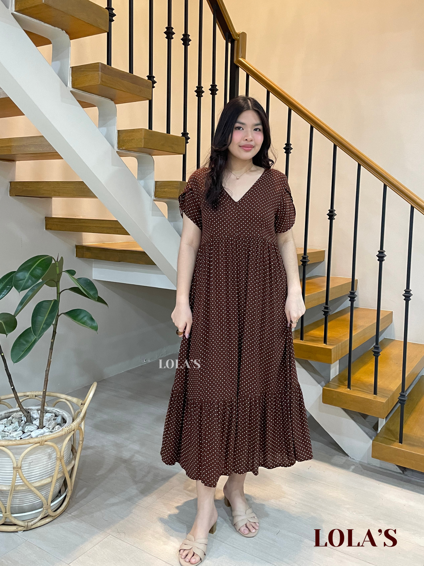 Jane Dress (Brown Polka )