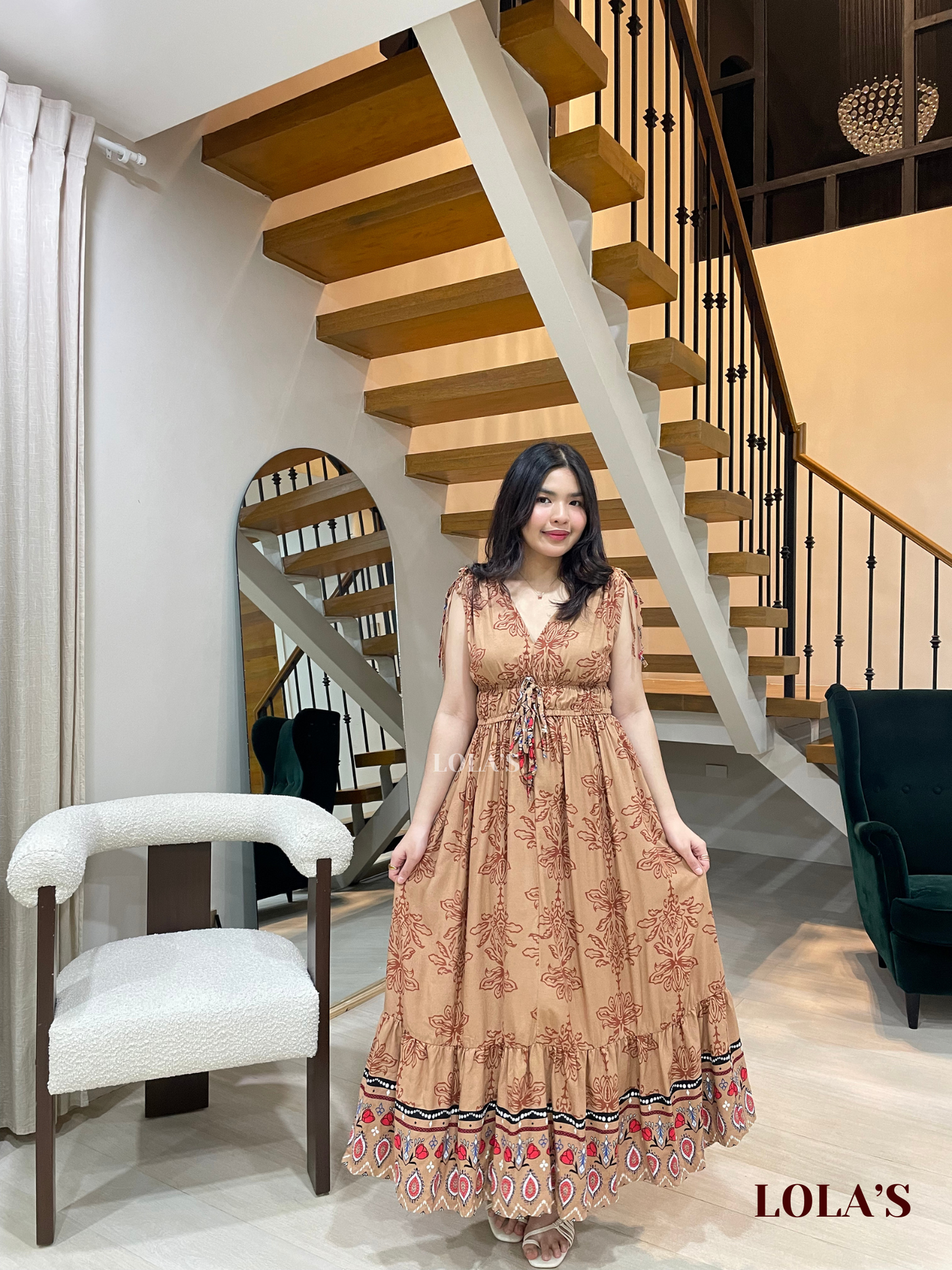 Adeline Dress (Mocha Paisley)