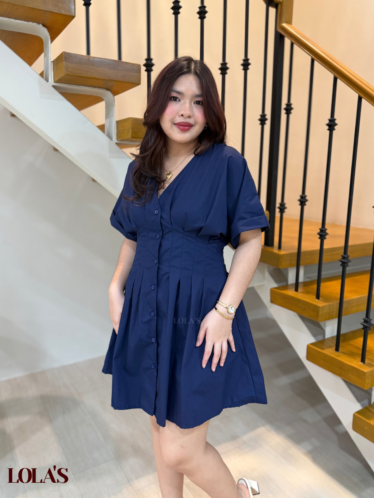 Felicia Dress (Navy blue Poplin)