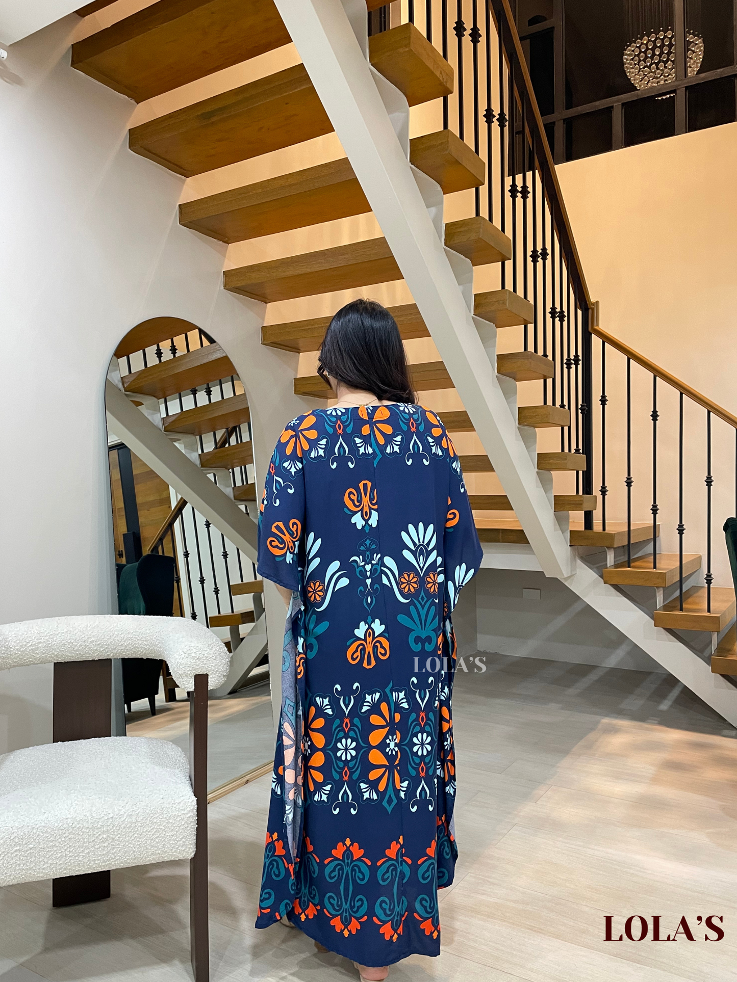 Donya Dress (Blue Ornate)