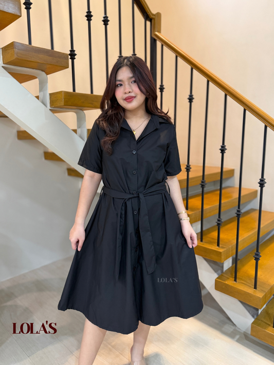 Alexa Polo Dress (Black Poplin)
