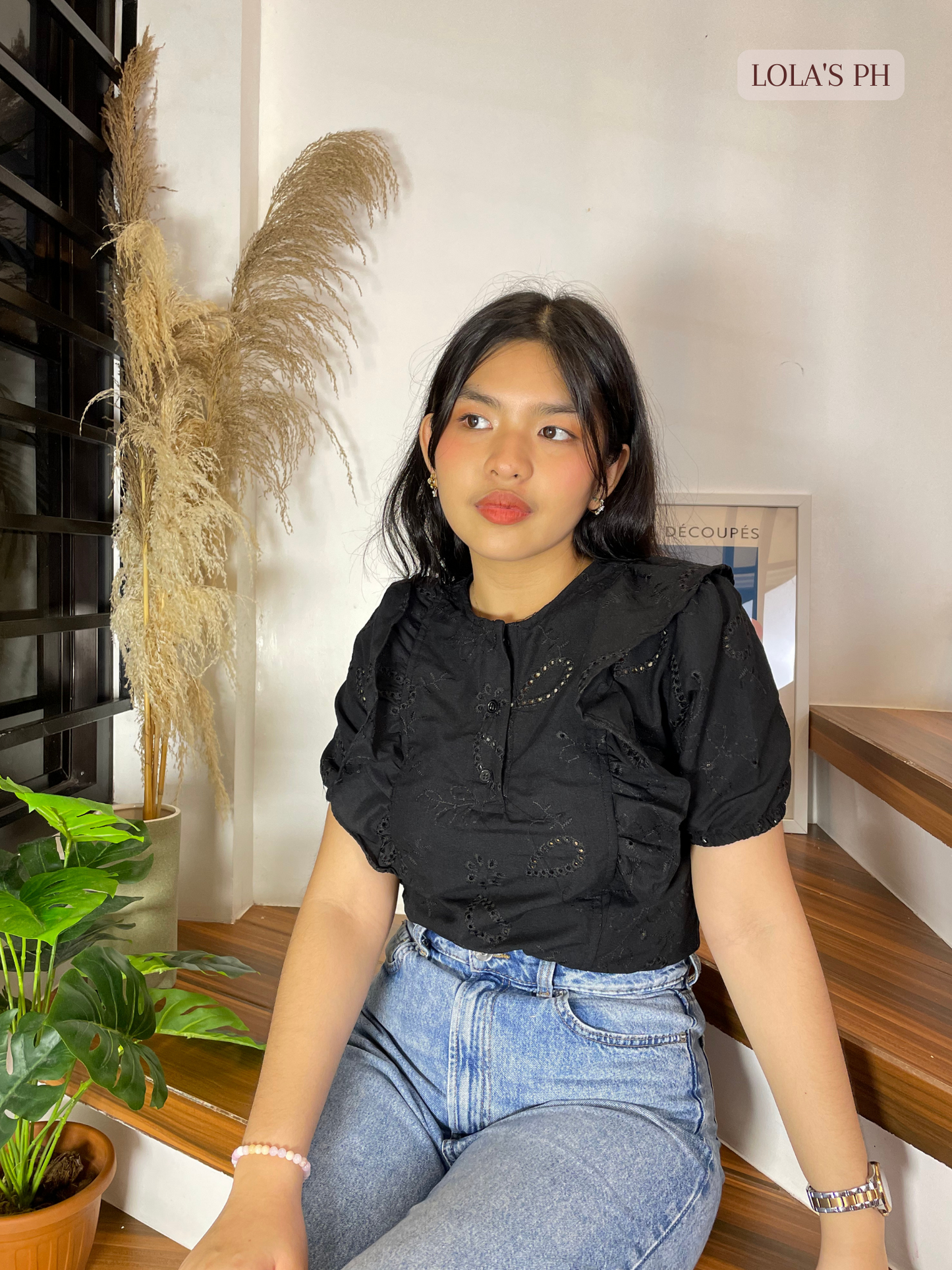 Miya Top (Black Eyelet)