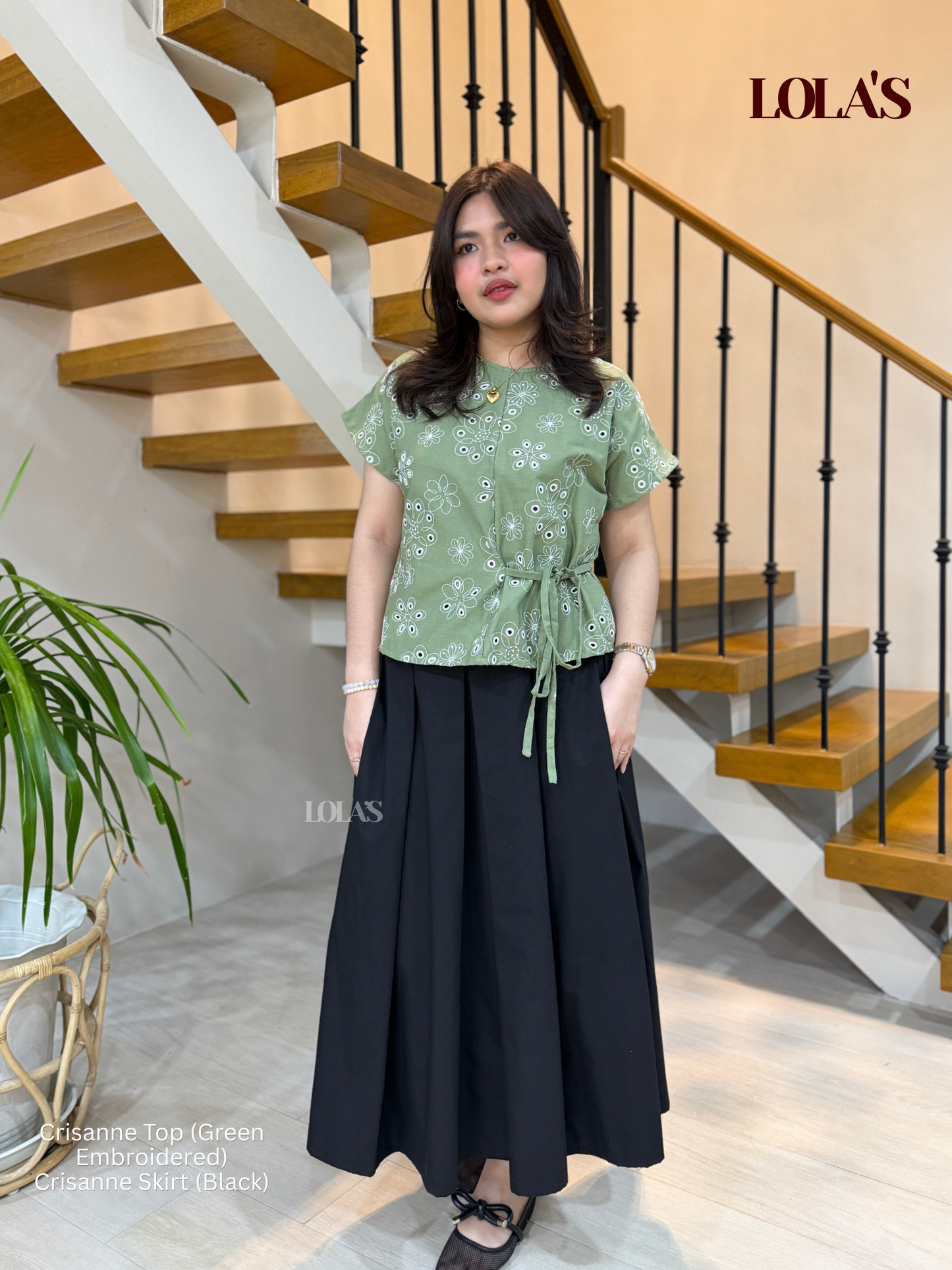 Crisanne Top (Green Embroidered)