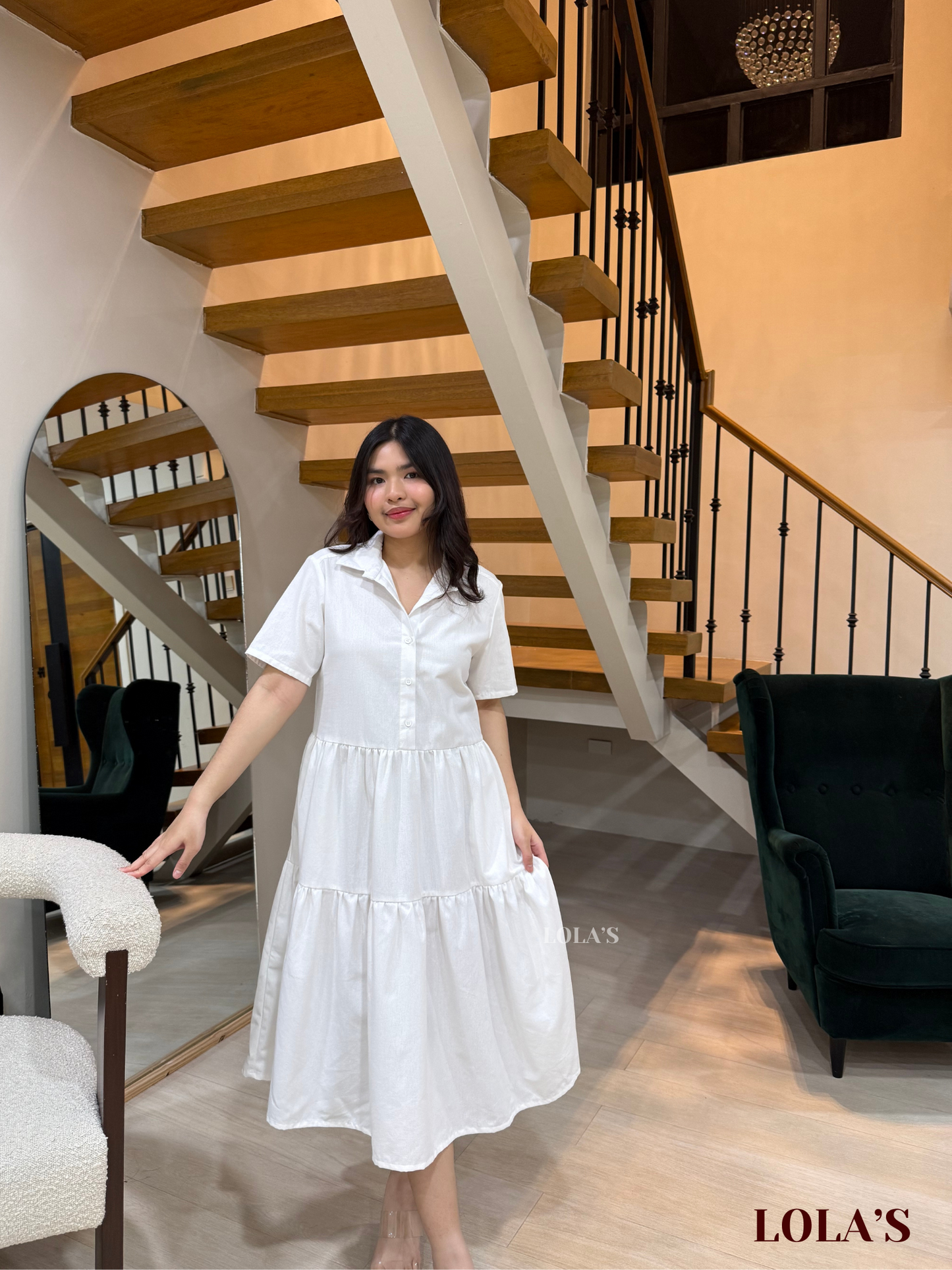 Emily Dress (White Linen)