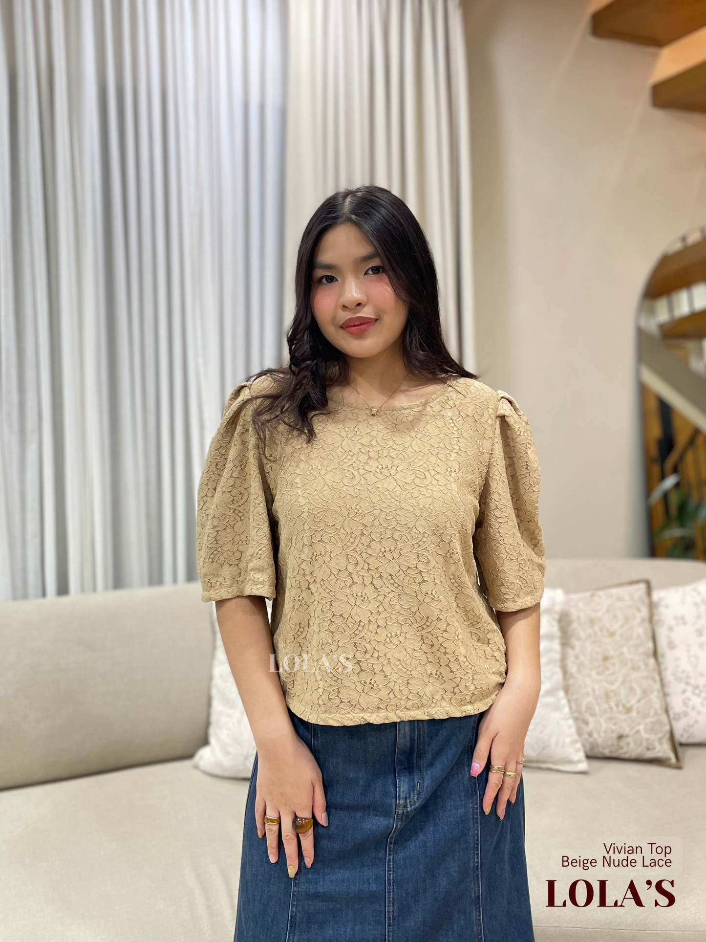 Vivian Top (Beige Nude Lace)