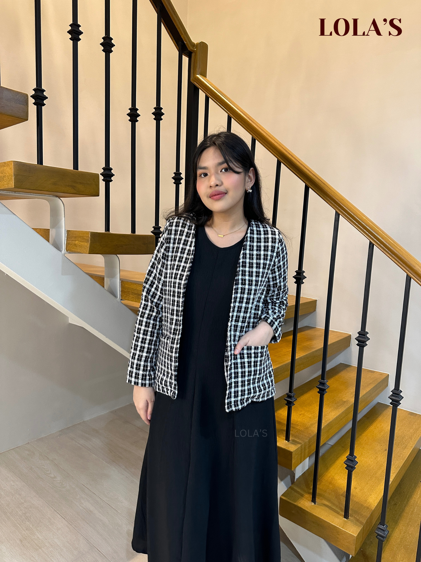 Jorz Tweed Blazer (Black and White Checked)