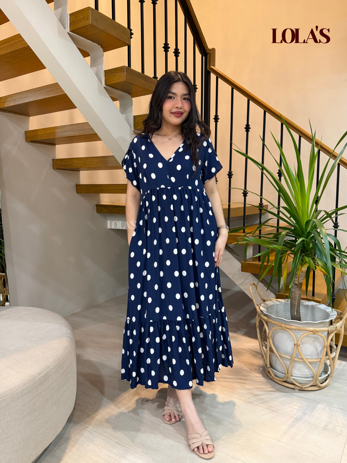 Jane Dress (Blue Big Polka)