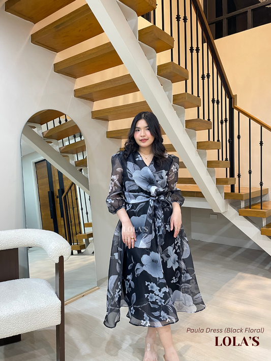 Paula Dress (Black Floral)
