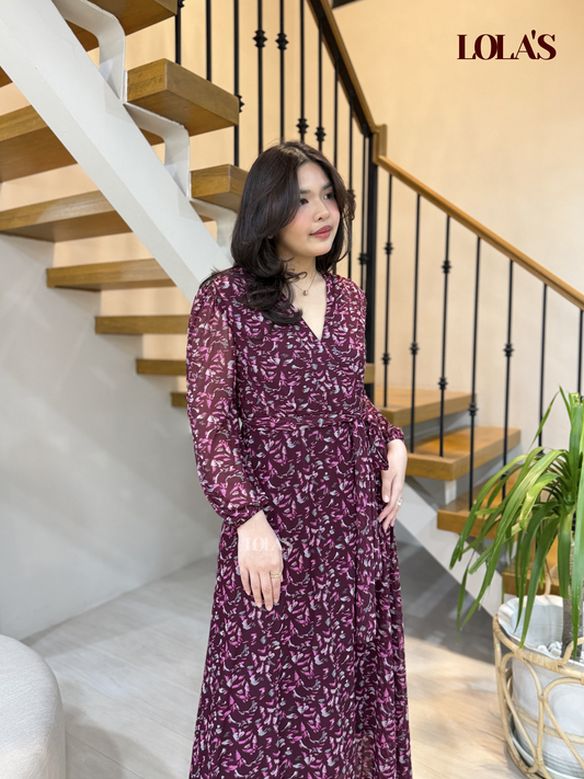 Paula Dress (Burgundy Floret)