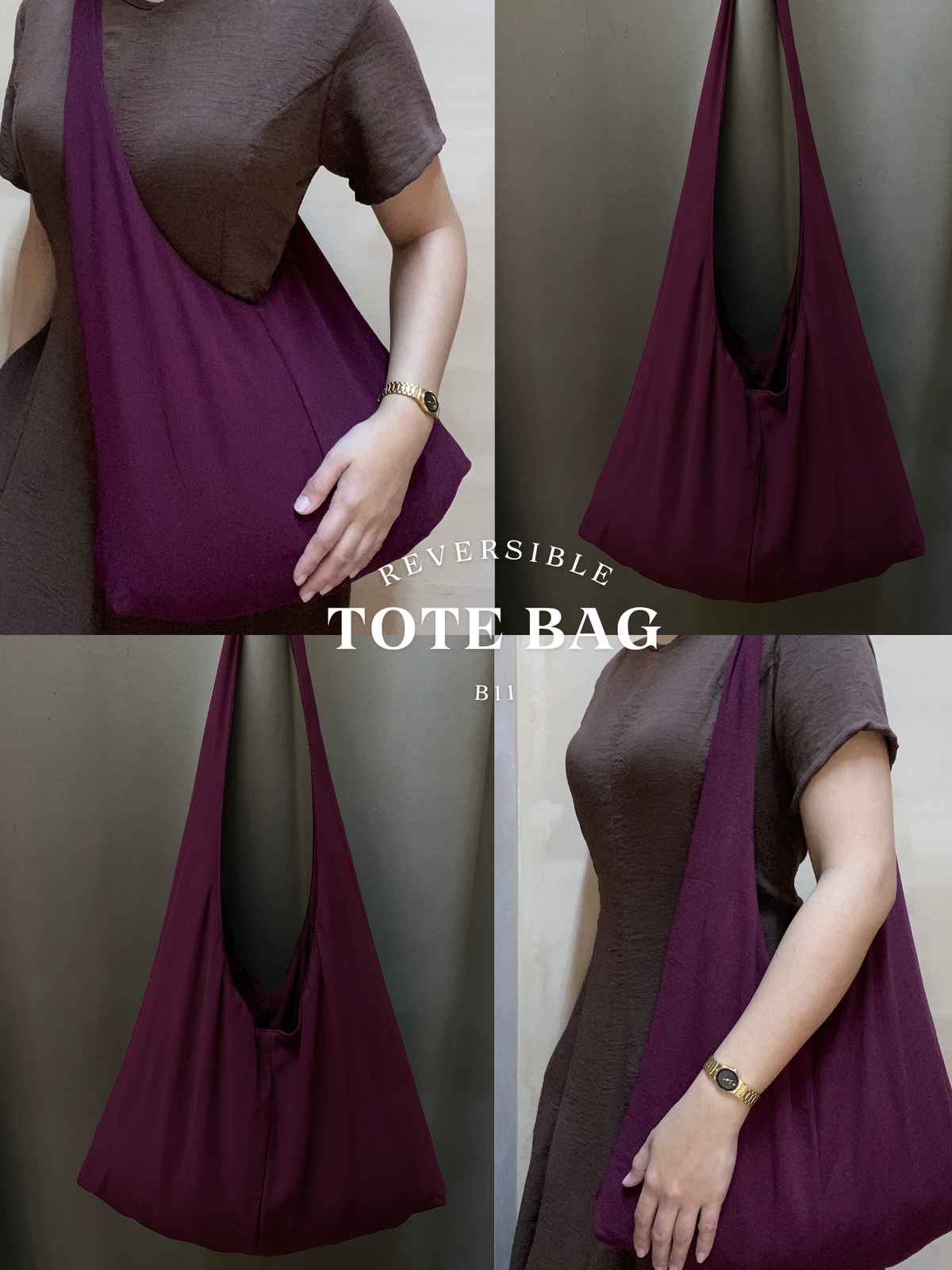 Reversible Tote Bag from Retaso Fabric (Plain | Big)