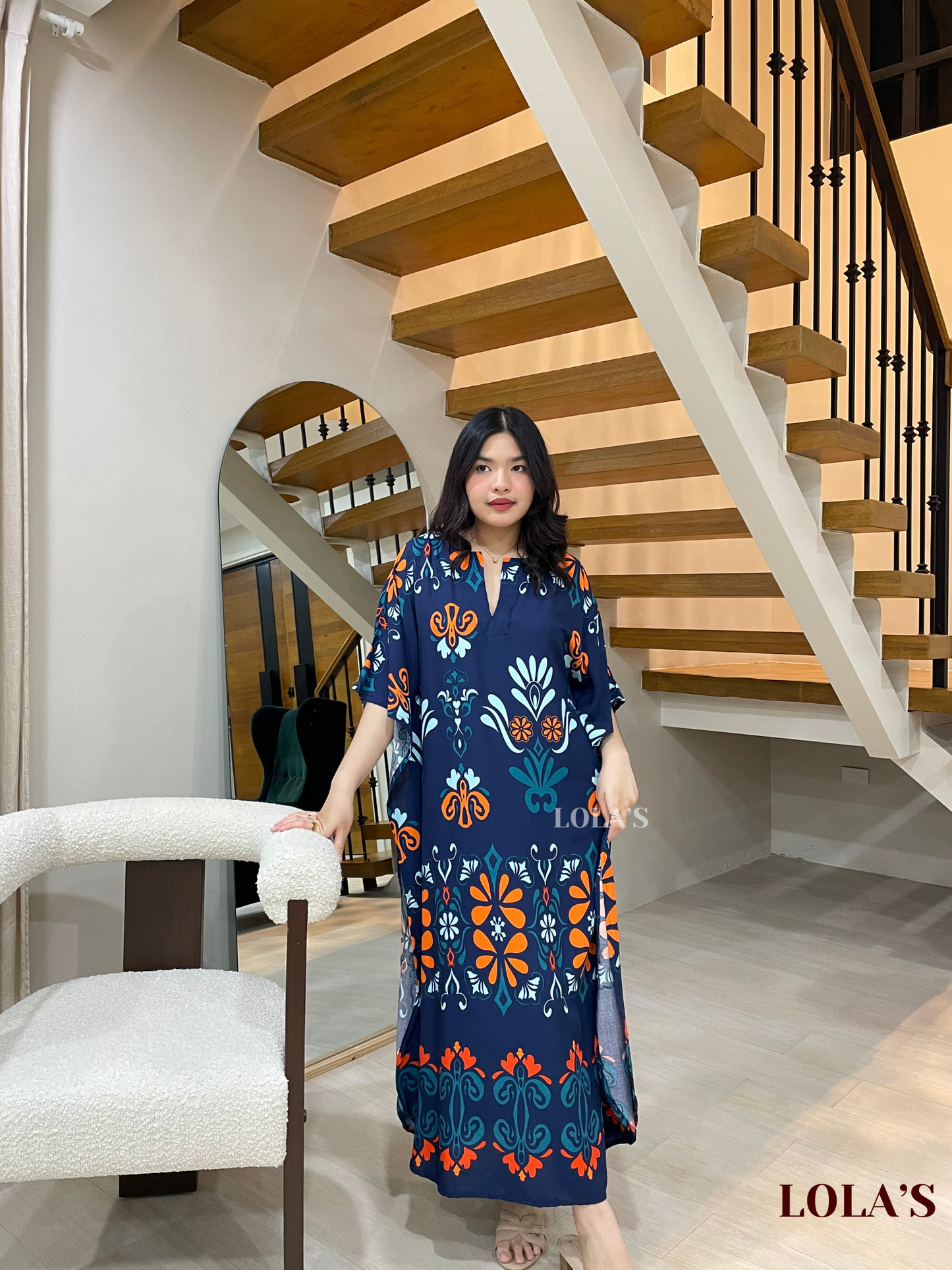 Donya Dress (Blue Ornate)