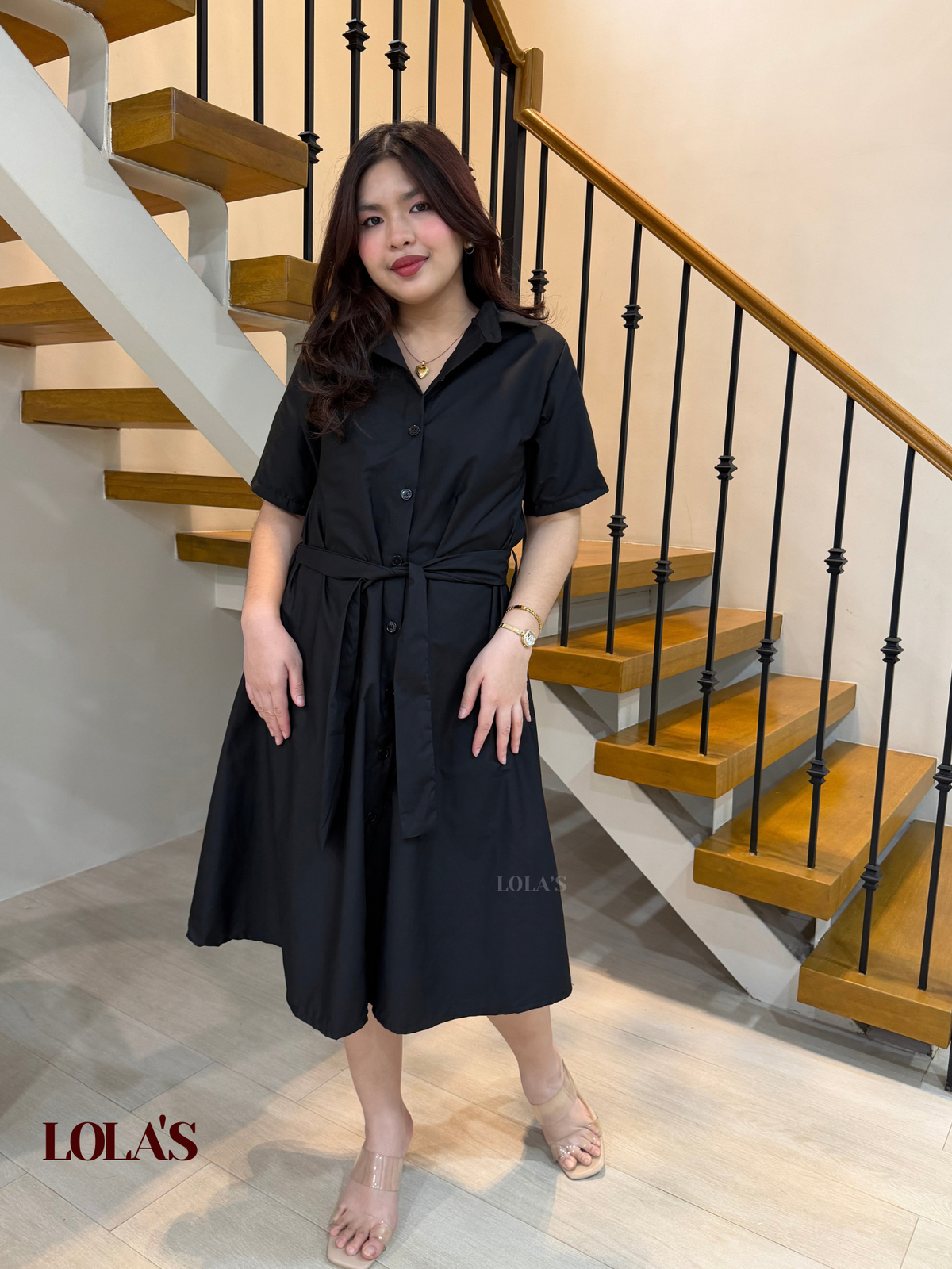 Alexa Polo Dress (Black Poplin)