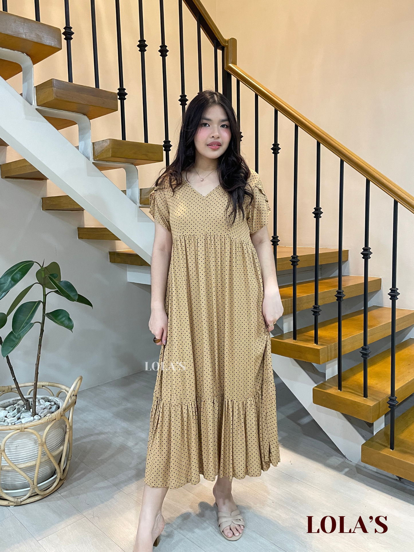 Jane Dress (Mocha Polka )