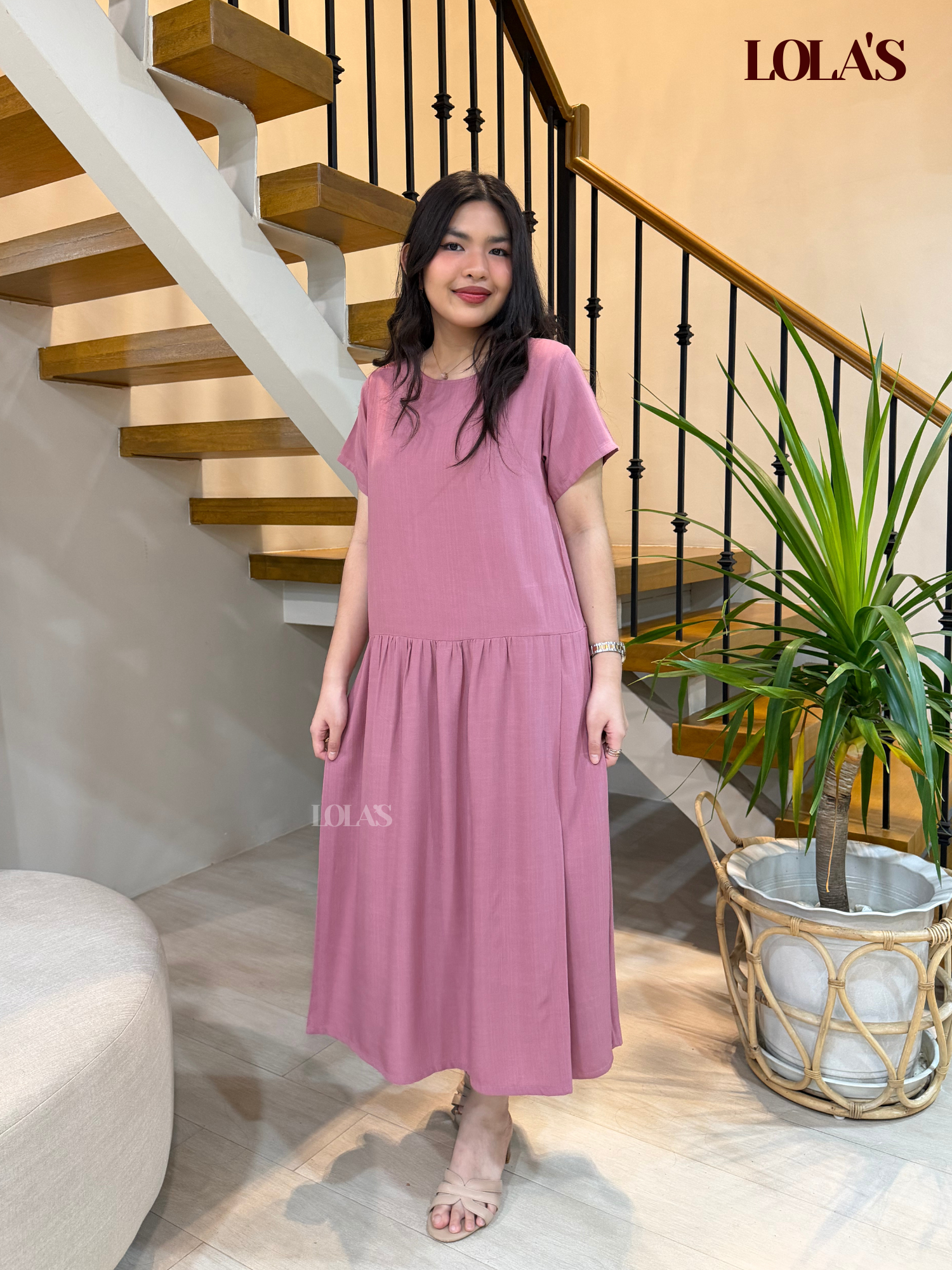 open lace back dress Mina Dress (Old Rose) – Lola's PH