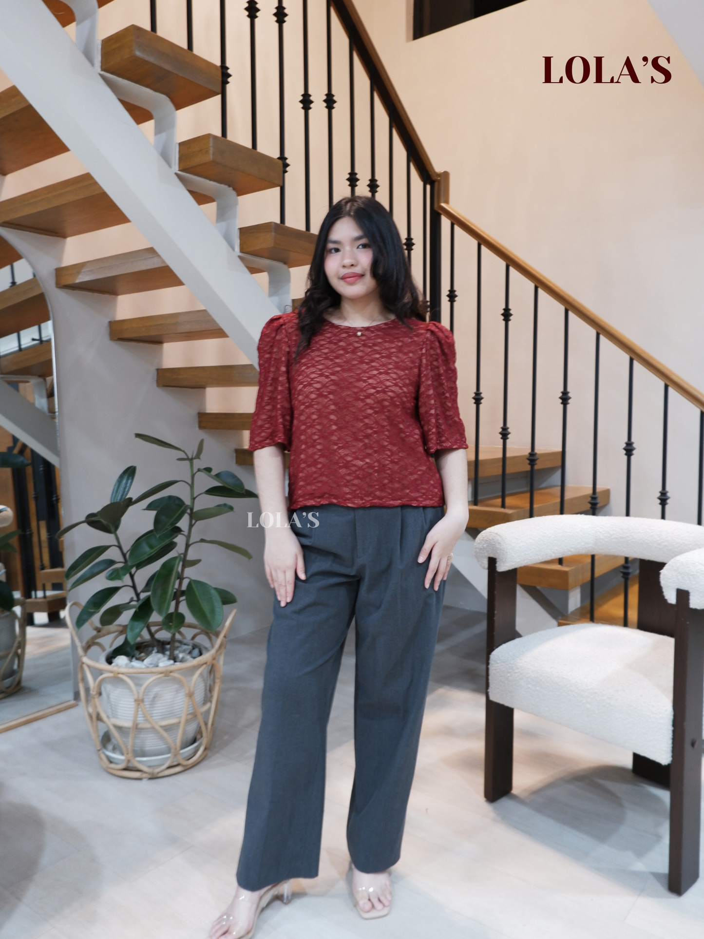 Vivian Top (Maroon Lace)