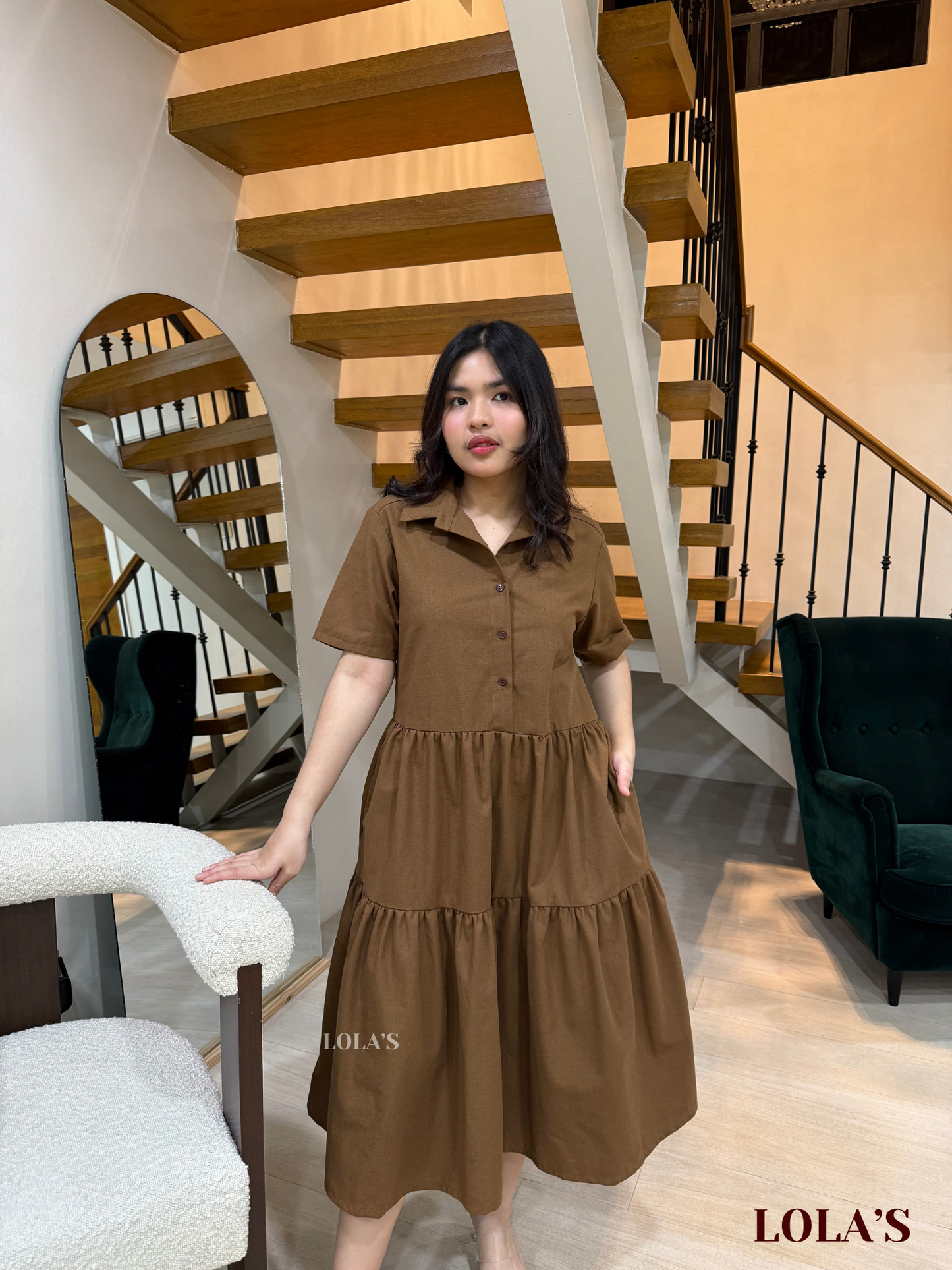 Emily Dress (Cedar Brown Linen)