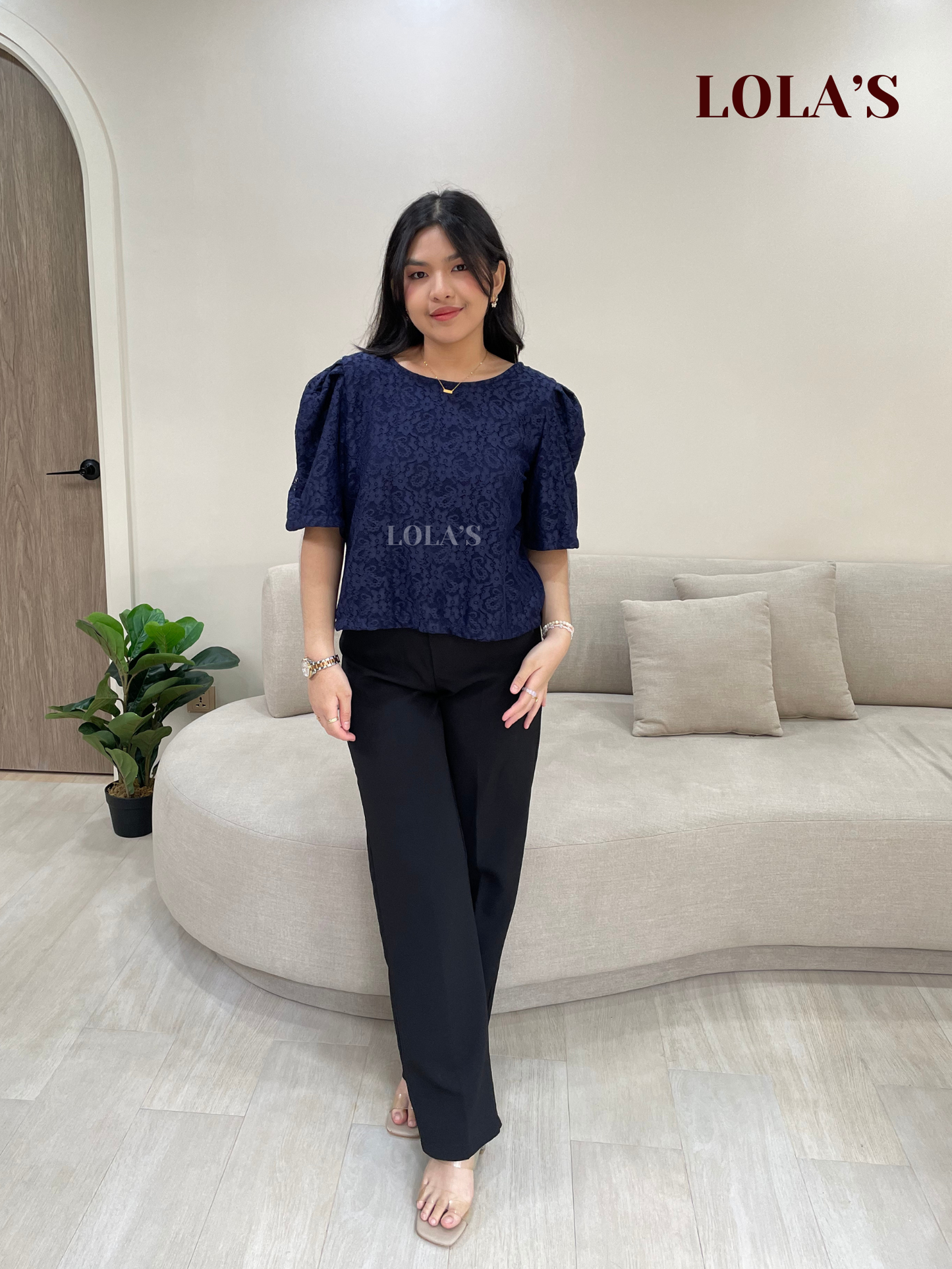 Vivian Top (Navy Blue Lace)