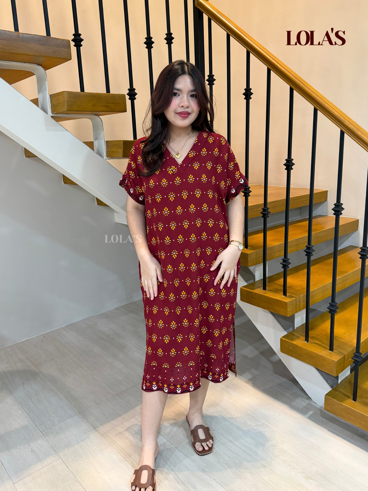 Coco Dress (Maroon Lotus)