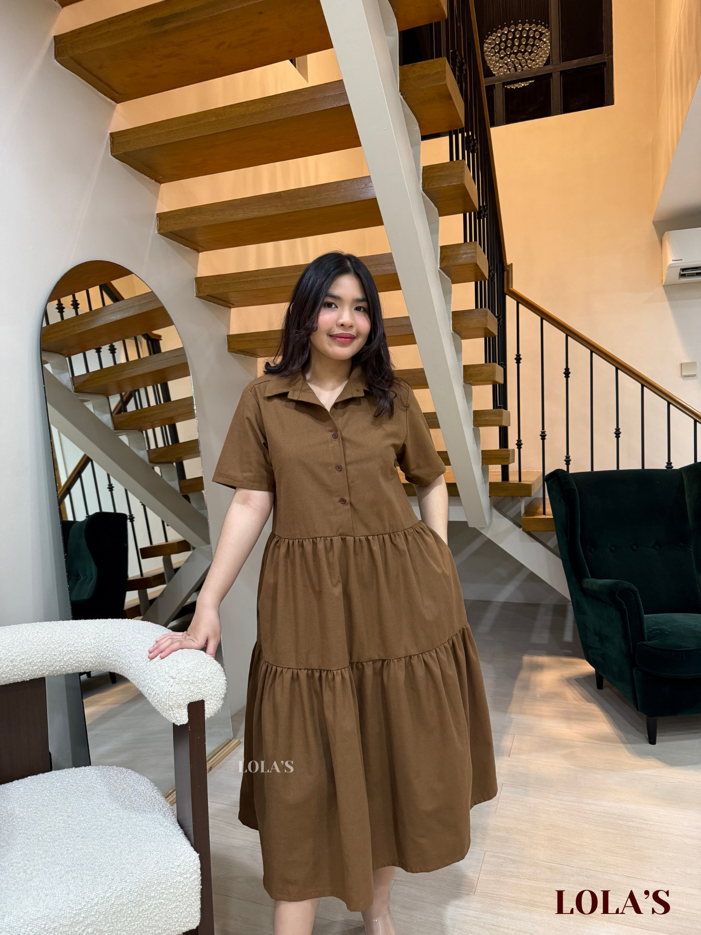 Emily Dress (Cedar Brown Linen)