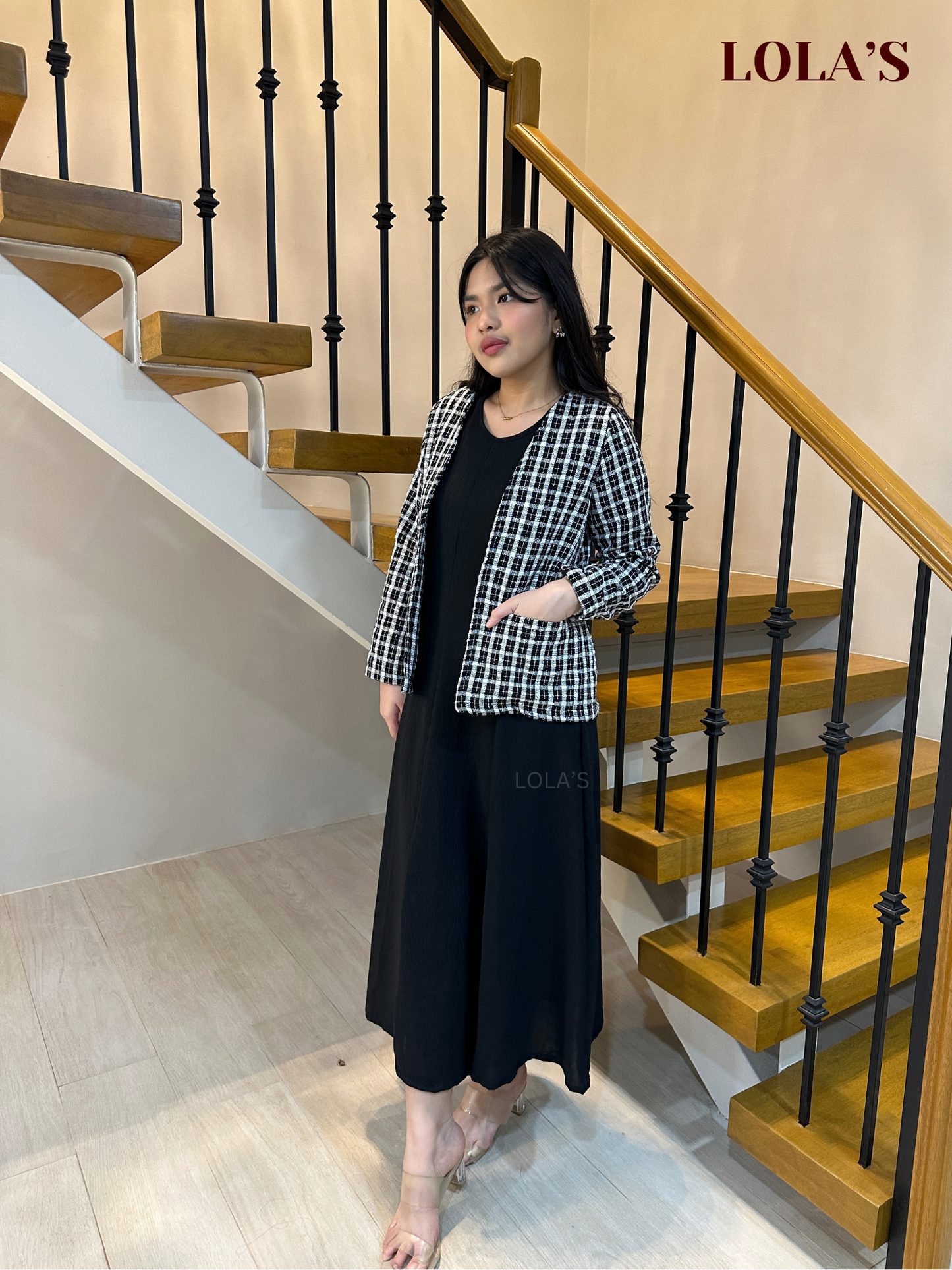 Jorz Tweed Blazer (Black and White Checked)