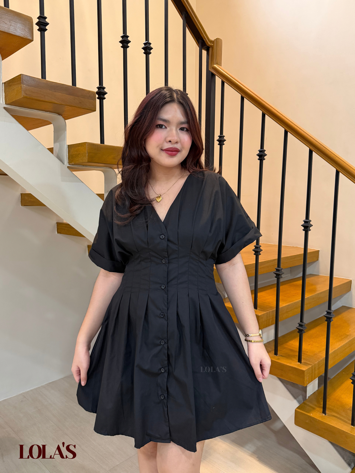 Felicia Dress (Black Poplin)