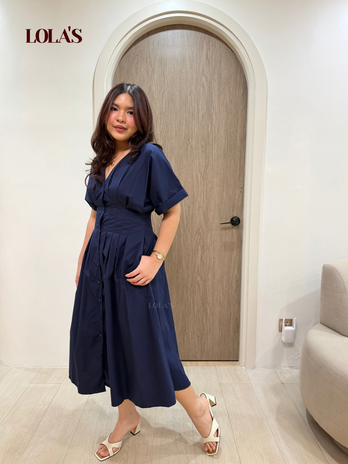 Frederica Dress (Navy Blue Poplin)