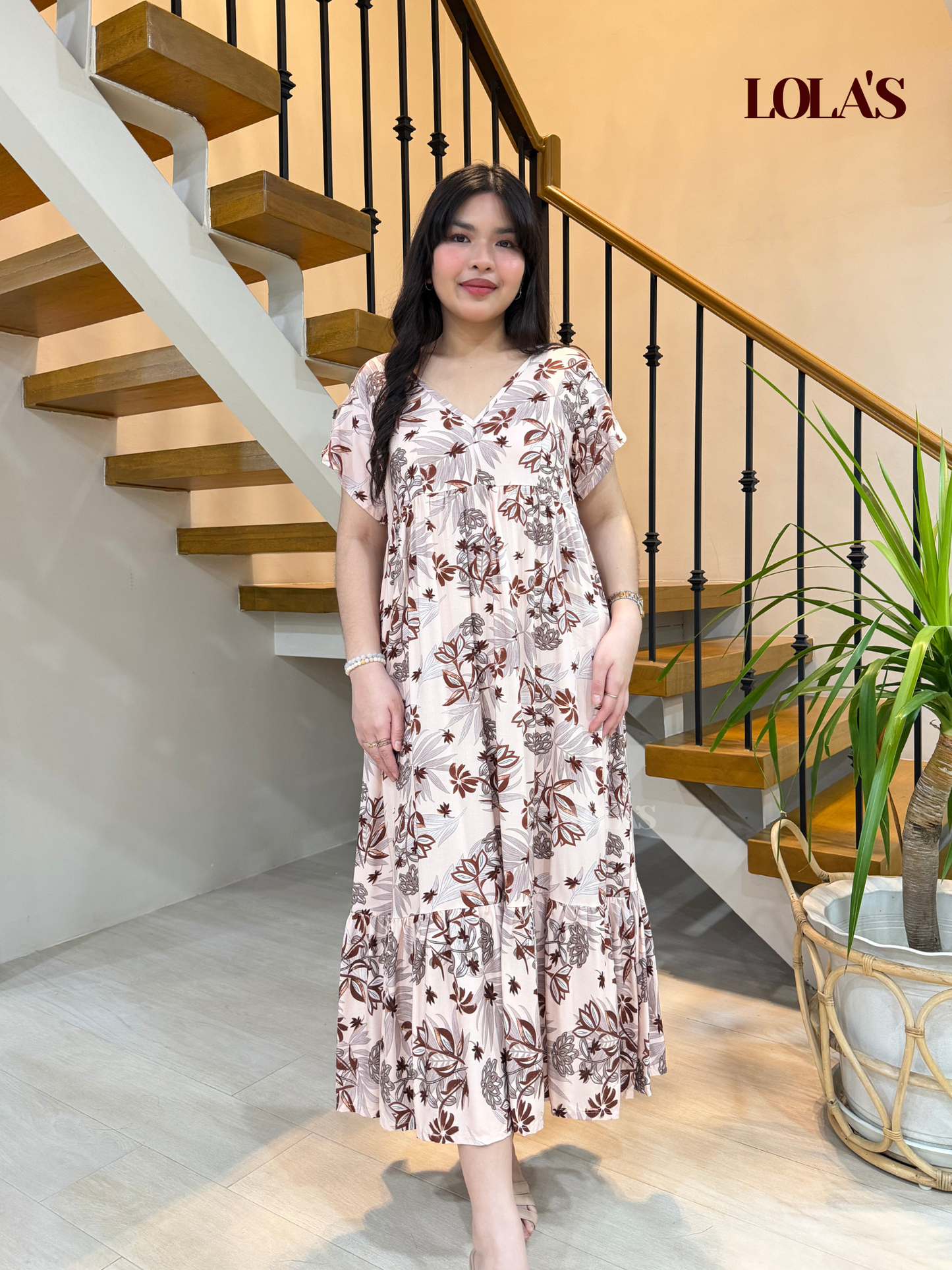 Jane Dress (Delicate Brown Floral)