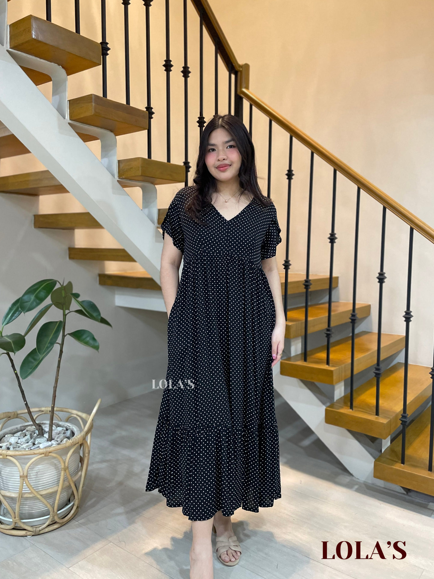 Jane Dress (Black Polka)