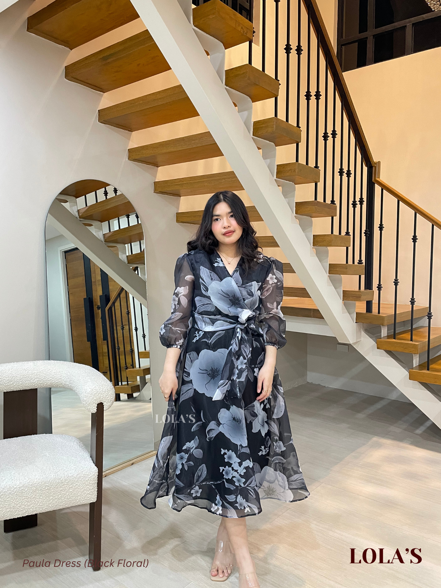 Paula Dress (Black Floral)