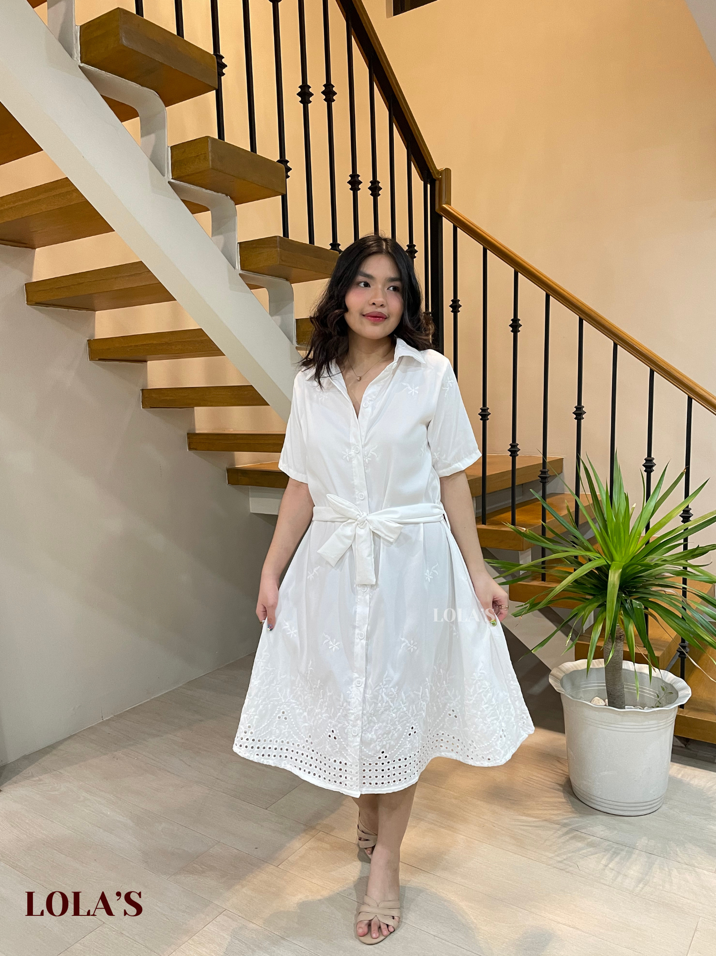 Alexa Polo Dress (White Eyelet)
