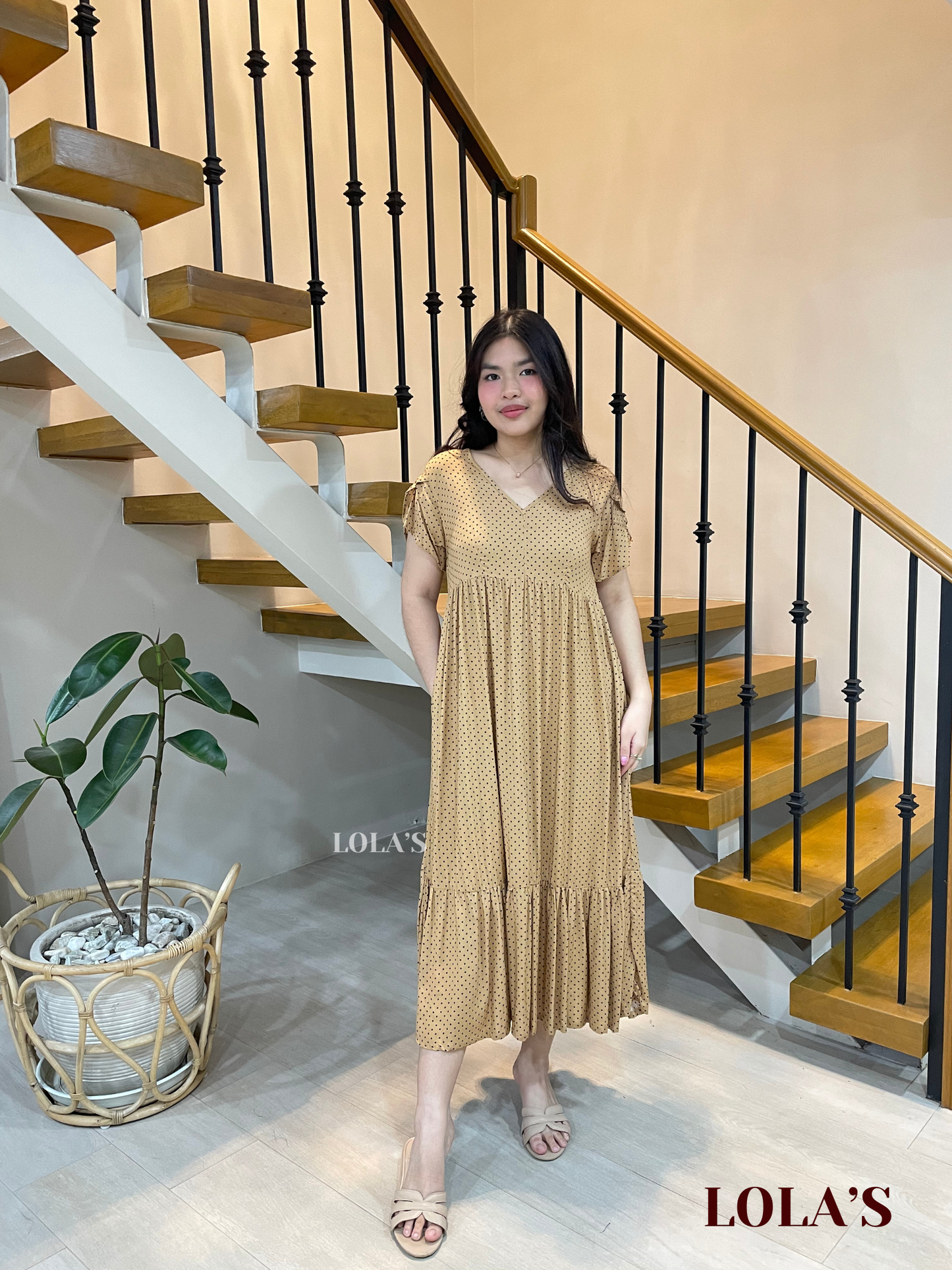 Jane Dress (Mocha Polka )