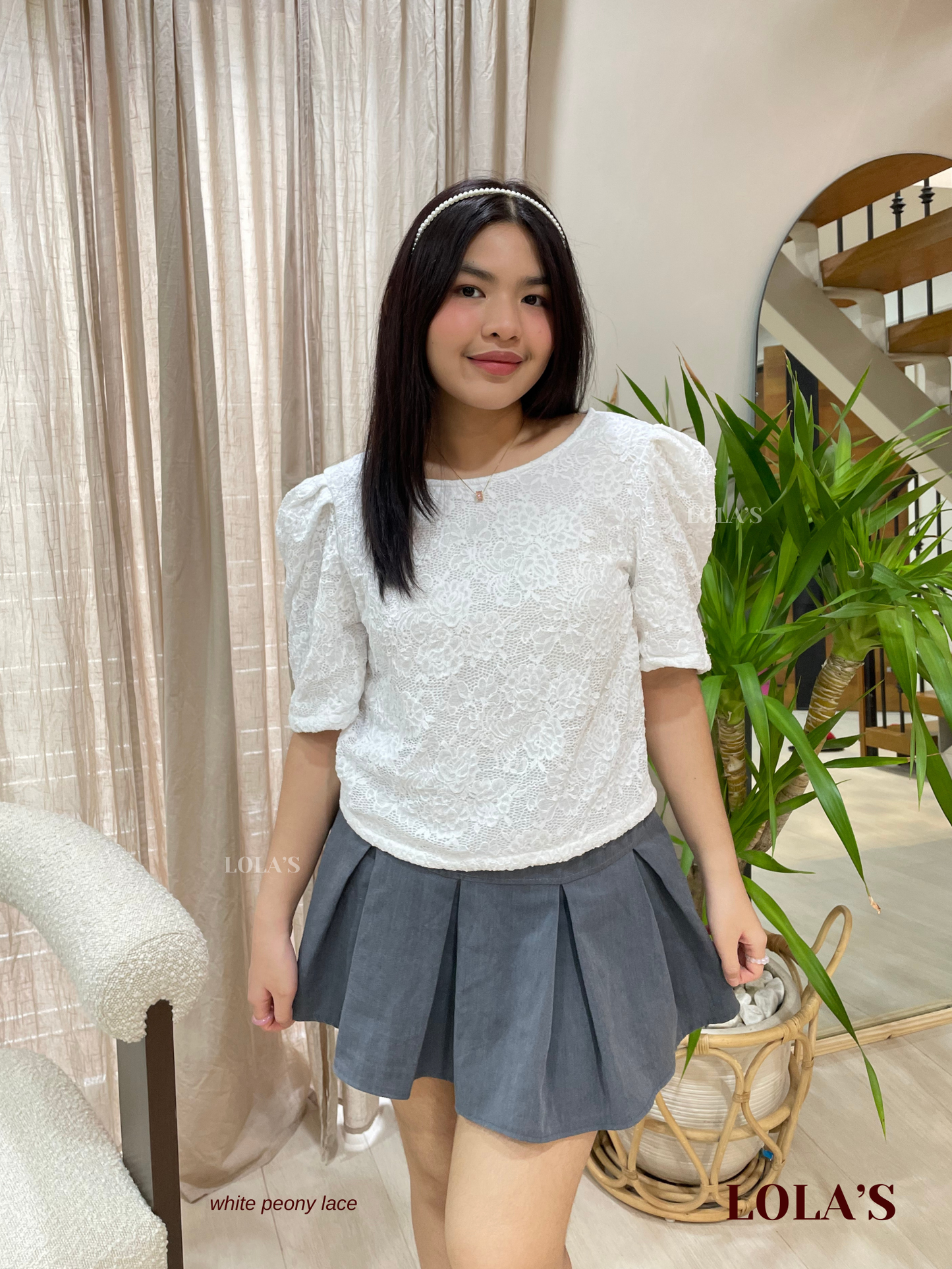 Vivian Top (White Peony Lace)