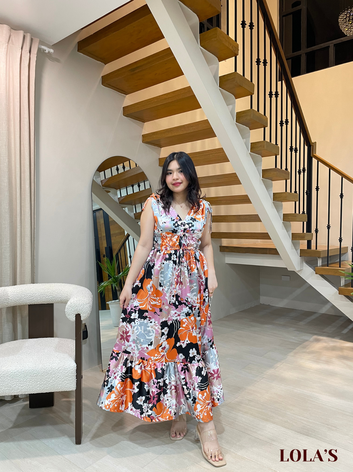 Adeline Dress (Satin Blooms & Foliage)
