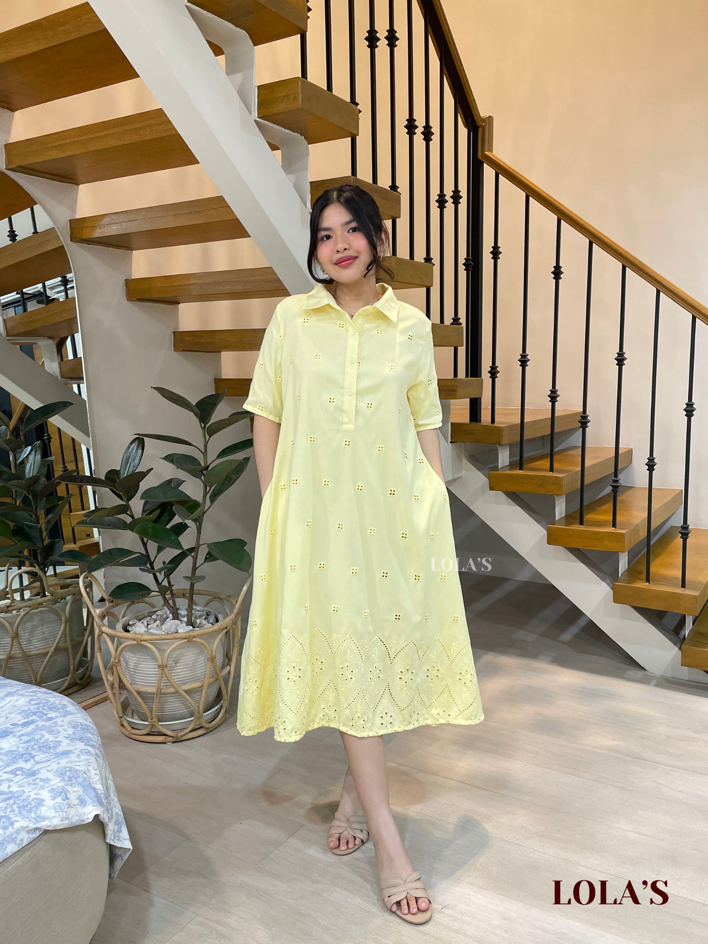 Bianca Dress (Lemon Eyelet)