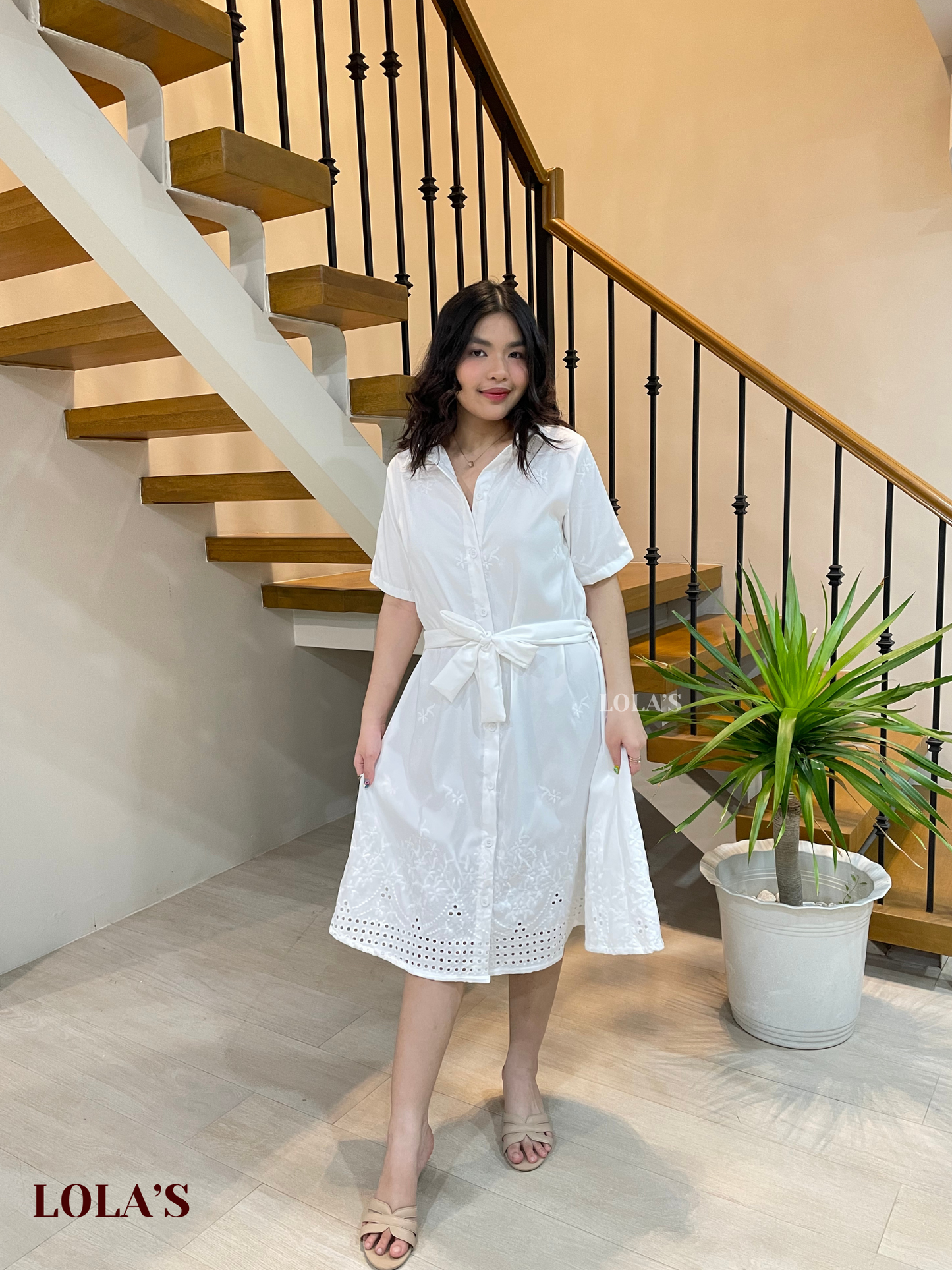 Alexa Polo Dress (White Eyelet)