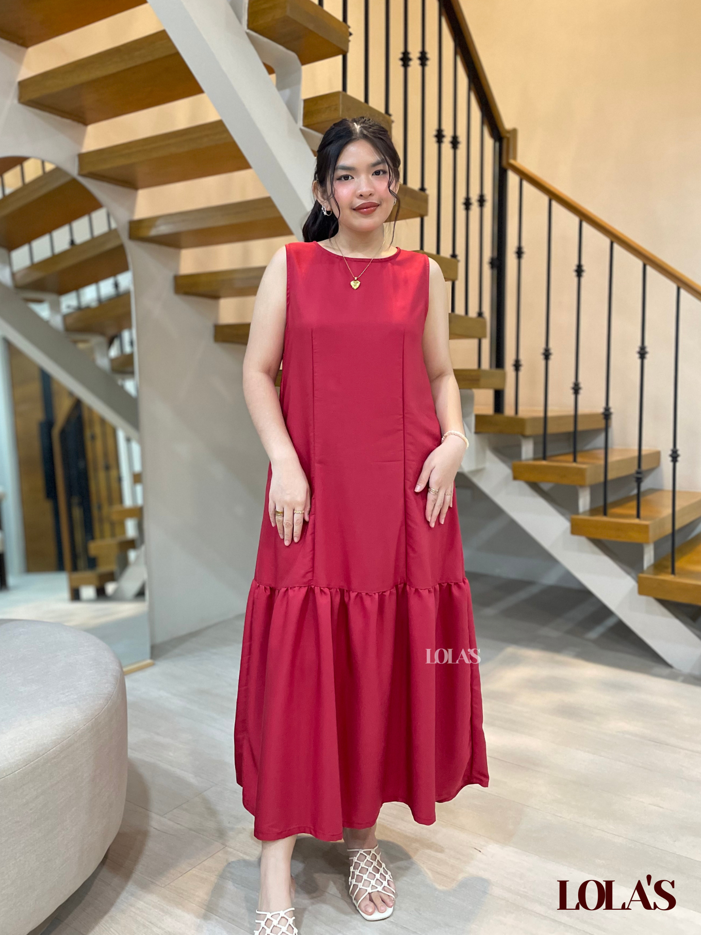 Dominique Dress (Burgundy Red)