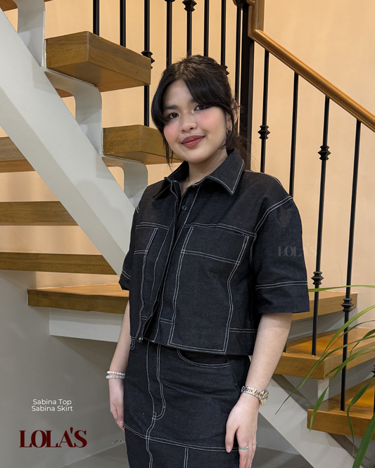 Sabina Top (Black Denim)