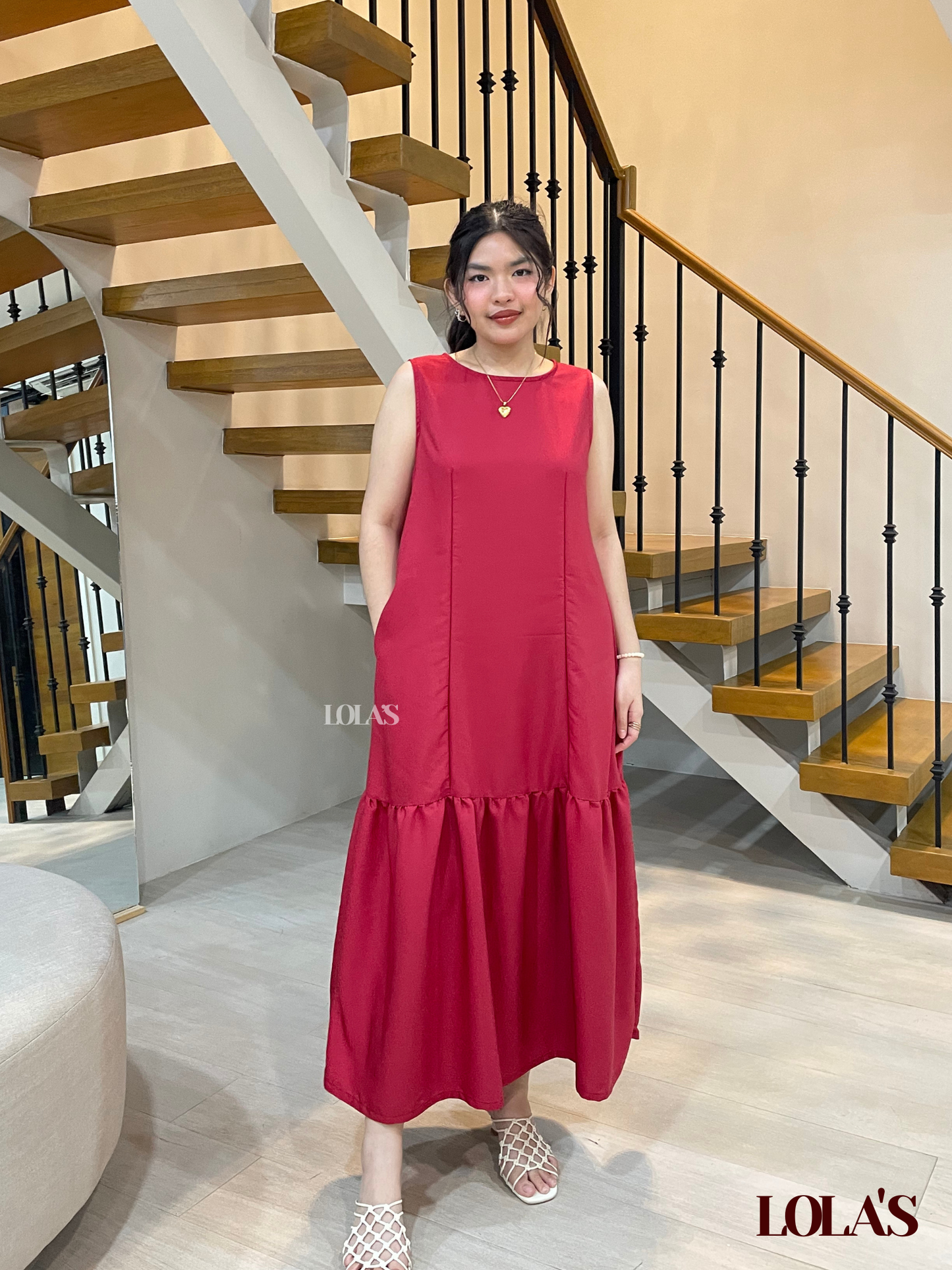 Dominique Dress (Burgundy Red)