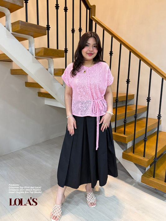 Crisanne Top (Pink Bar Lace | Sheer | See-Through)