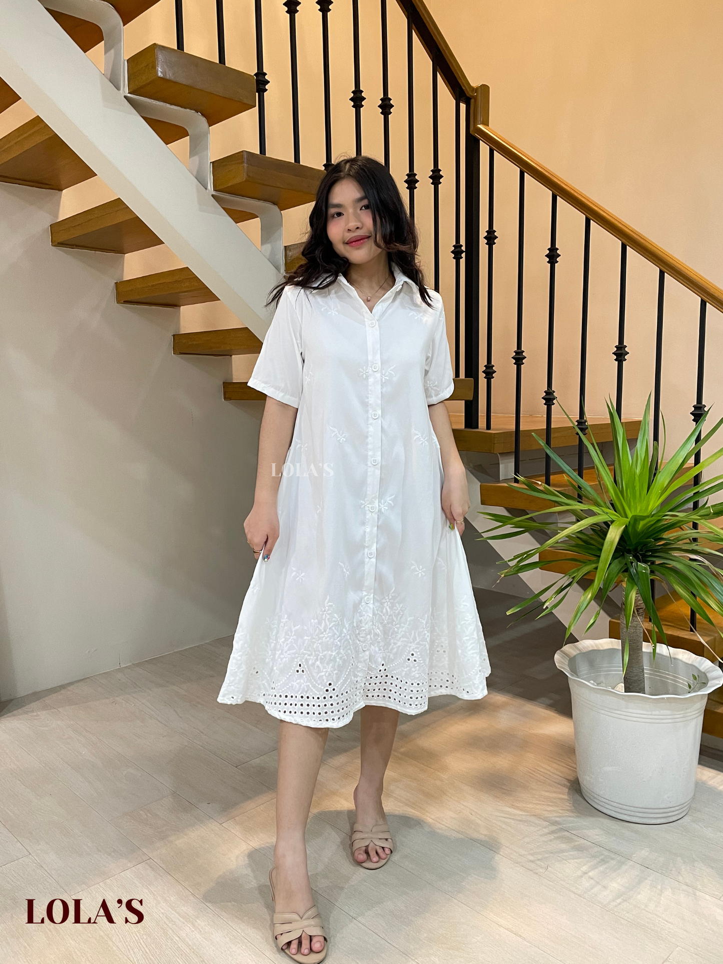 Alexa Polo Dress (White Eyelet)