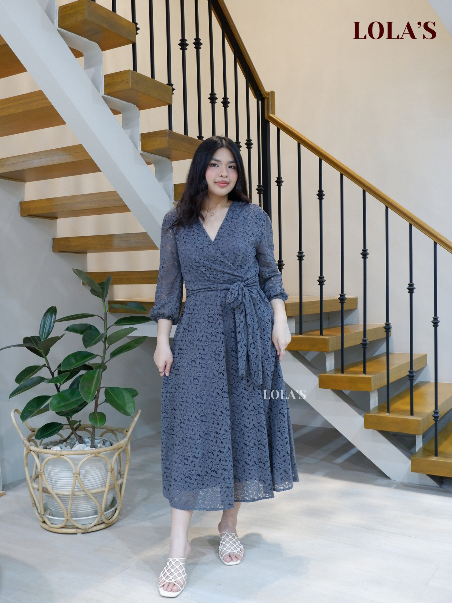 Paula Dress (Dark Gray Lace)