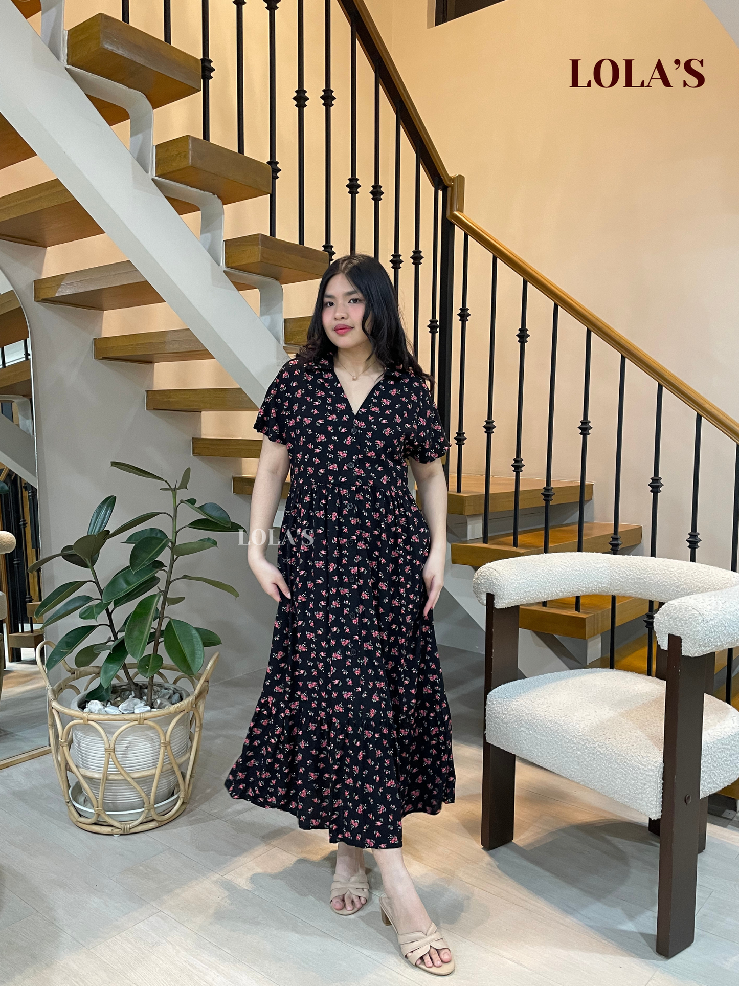 Regine Dress (Black Bouquet)