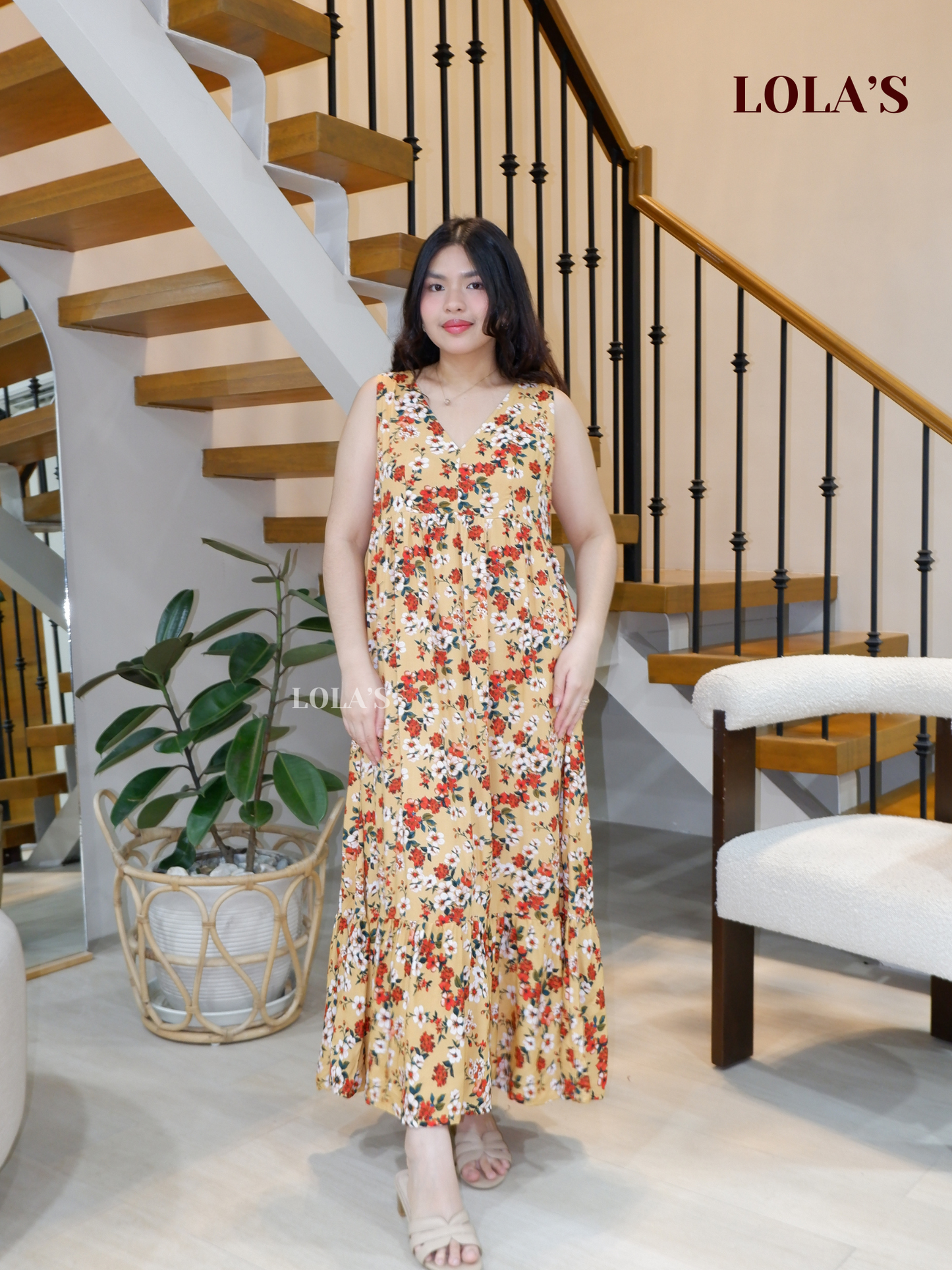 Gabrielle Dress (Yellow Florals)