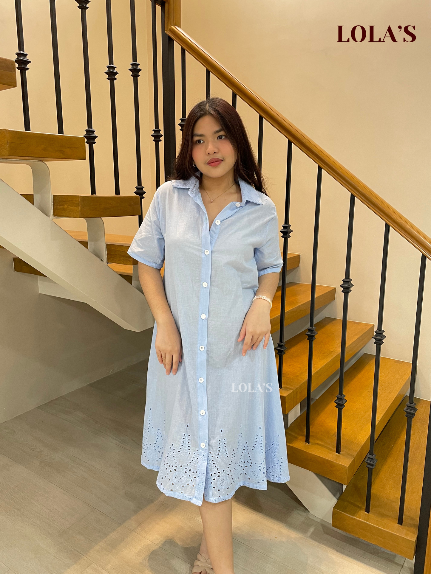 Alexa Polo Dress (Light Blue Eyelet)