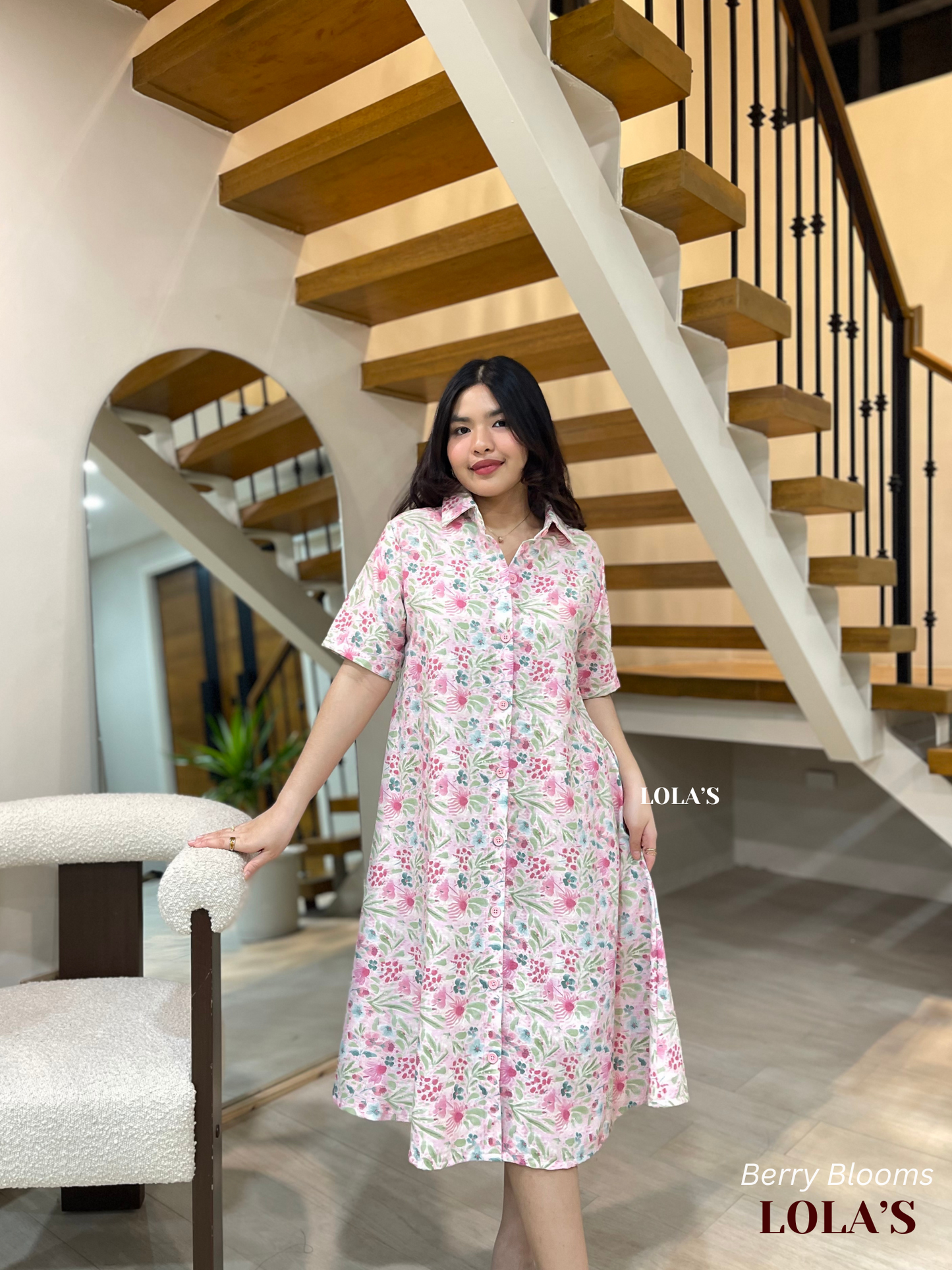 Alexa Polo Dress (Berry Blooms)