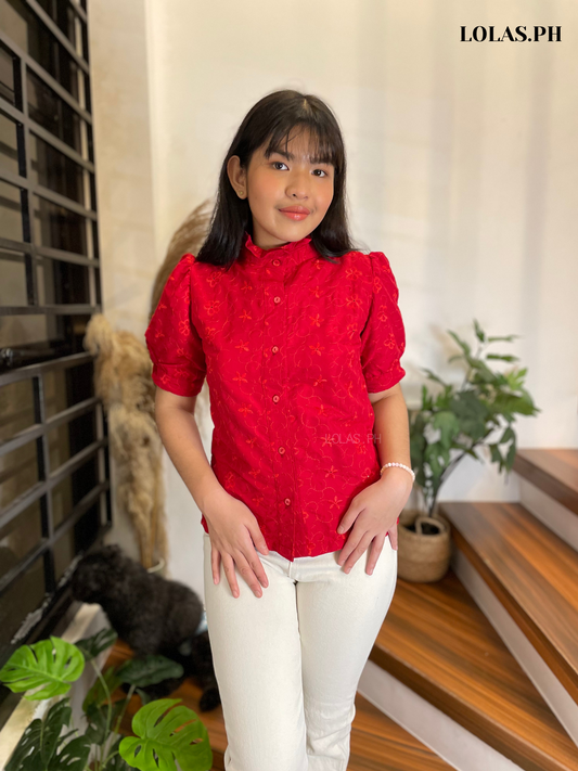 Guinevere Top (Red Eyelet)