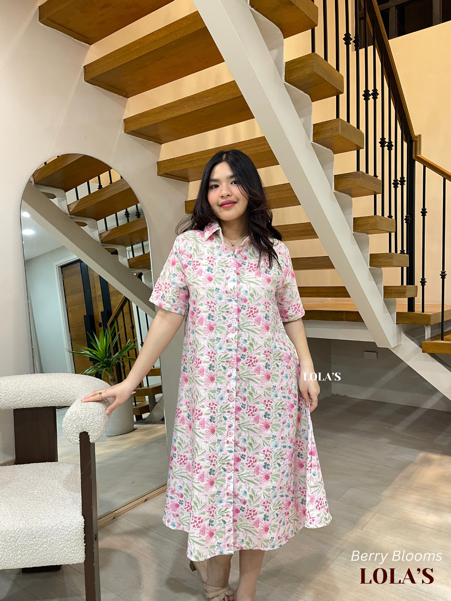 Alexa Polo Dress (Berry Blooms)
