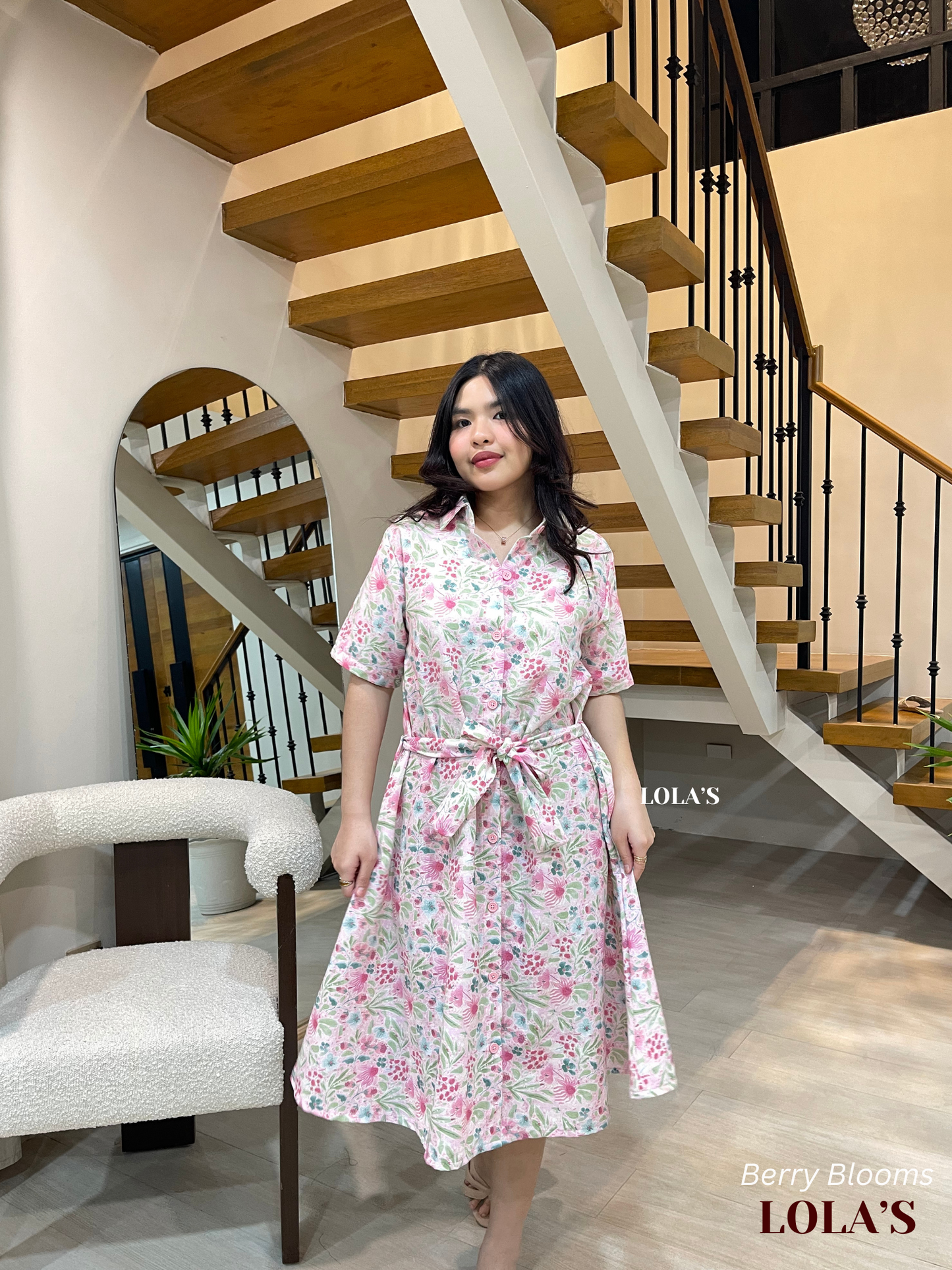 Alexa Polo Dress (Berry Blooms)
