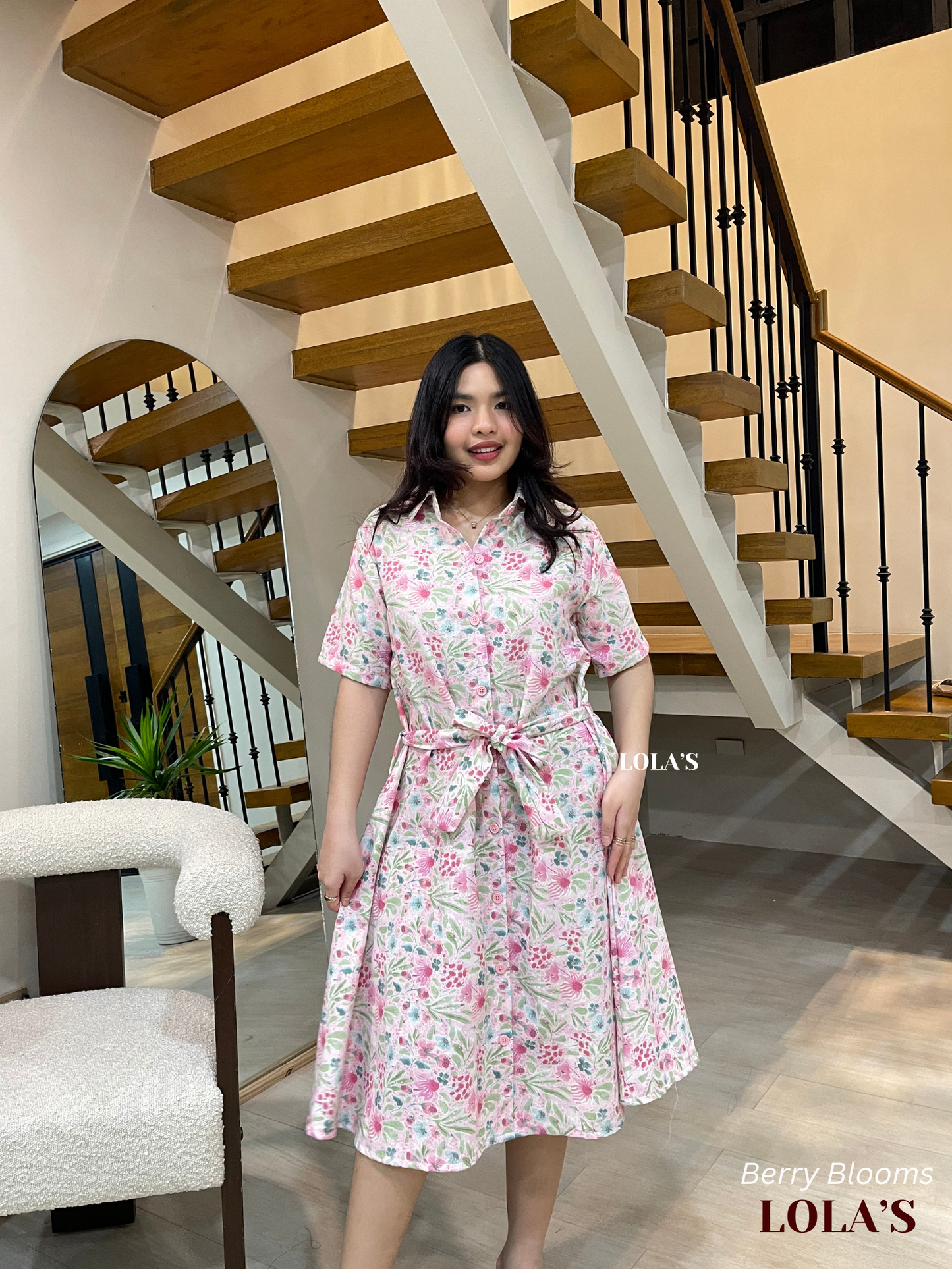 Alexa Polo Dress (Berry Blooms)