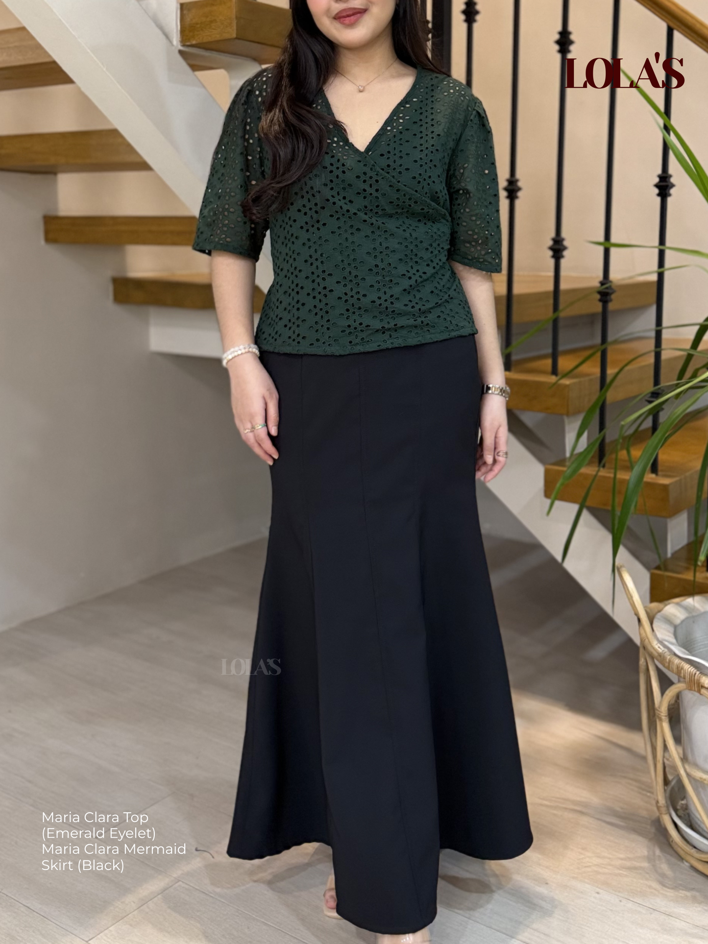 Maria Clara Top (Emerald Eyelet)